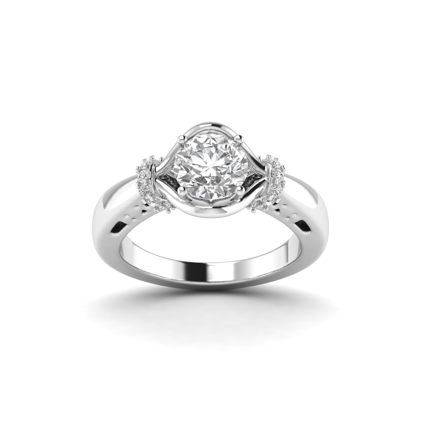 White Gold Studded 1.116 Carat Lab Grown Diamond Ring-G Color VS1 Clarity.