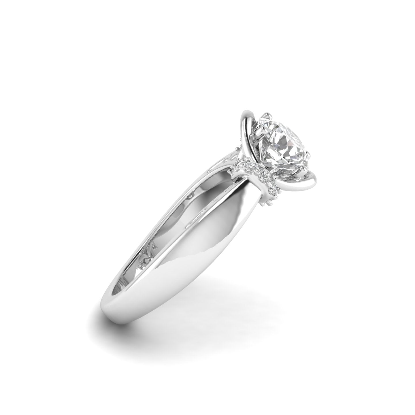 White Gold Studded 1.116 Carat Lab Grown Diamond Ring-G Color VS1 Clarity.