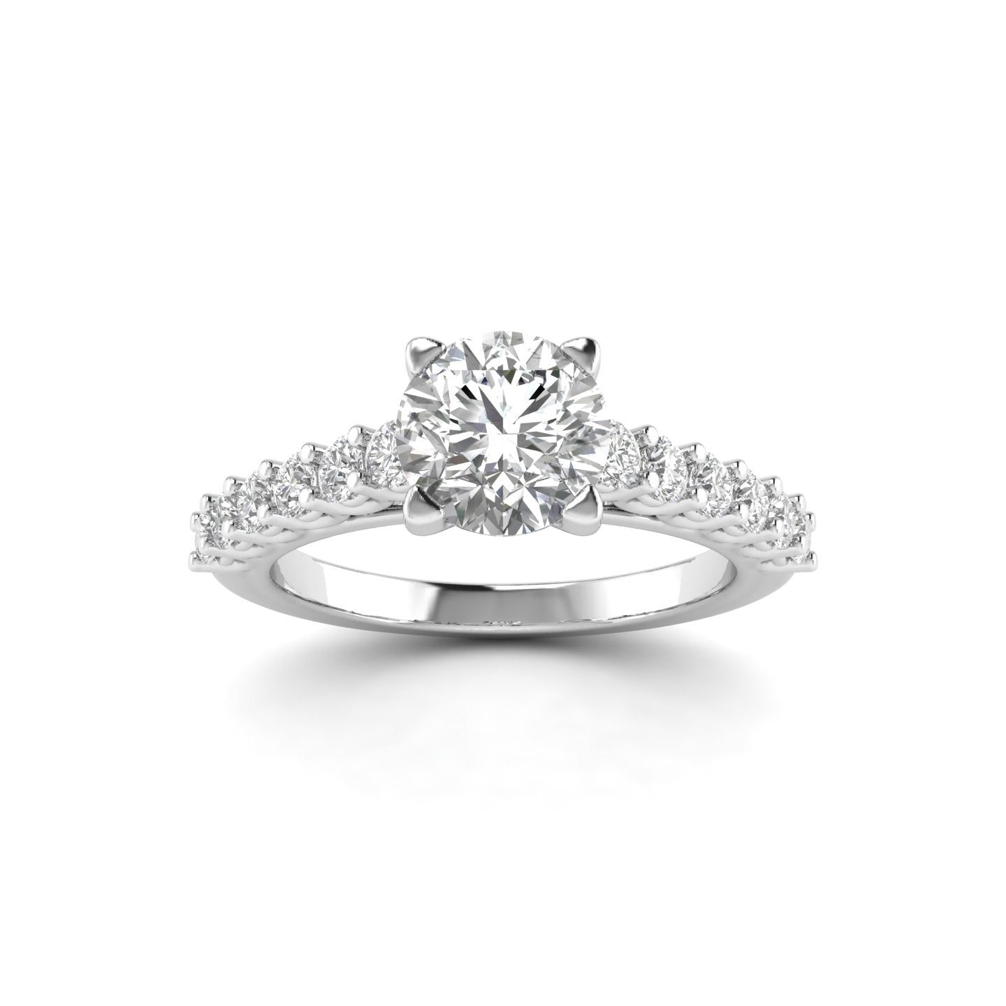 White Gold Studded 1.54 Carat Lab Grown Diamond Ring-F Color VVS2 Clarity.