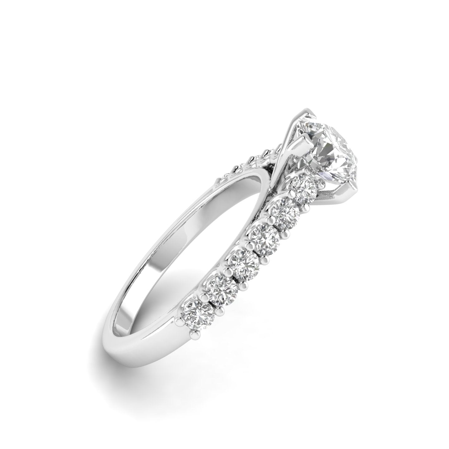 White Gold Studded 1.54 Carat Lab Grown Diamond Ring-F Color VVS2 Clarity.