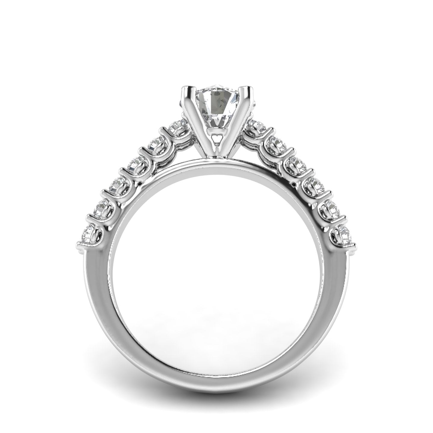 White Gold Studded 1.54 Carat Lab Grown Diamond Ring-F Color VVS2 Clarity.