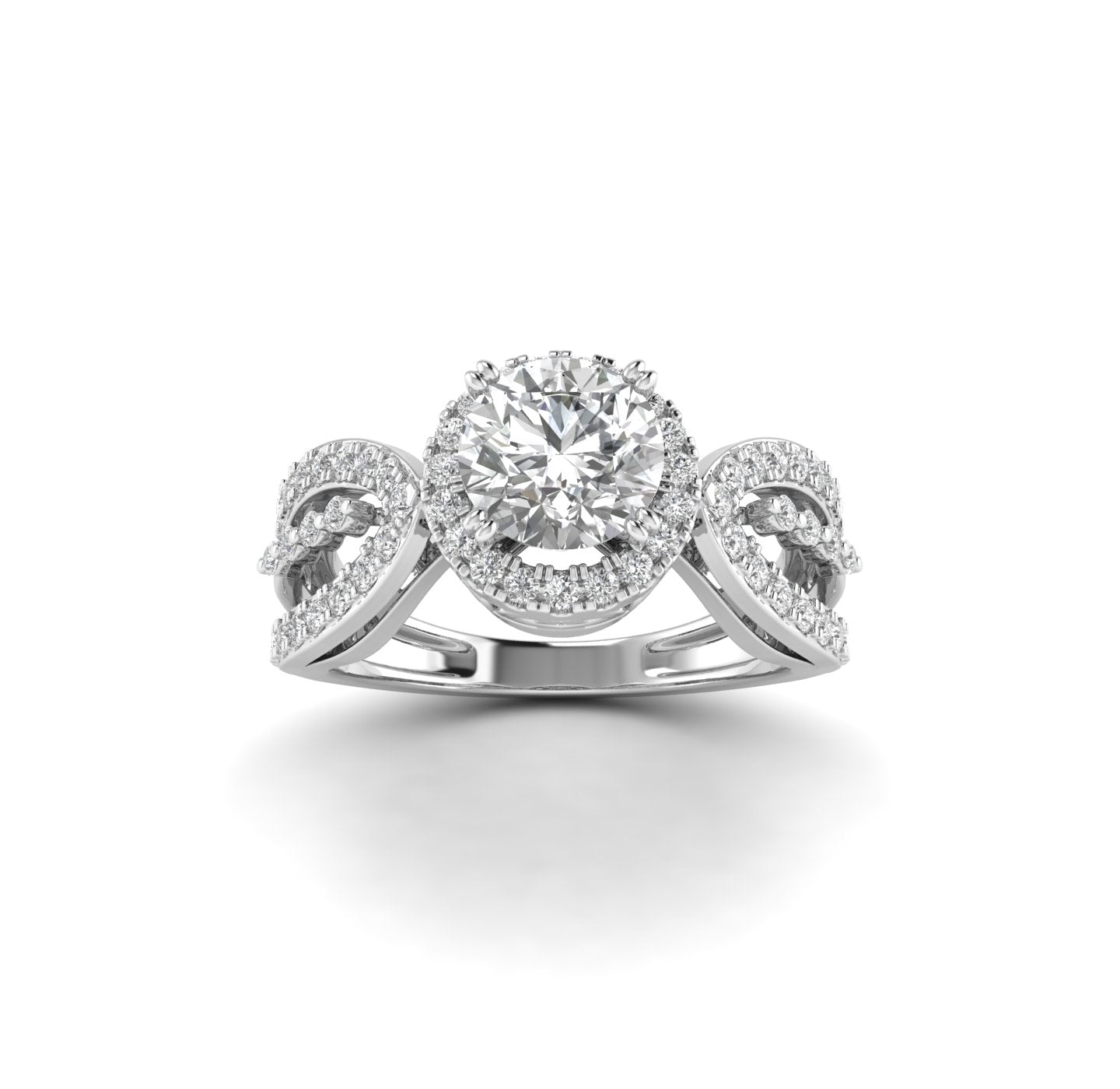 White Gold Studded 1.577 Carat Lab Grown Diamond Ring-G Color VVS2 Clarity.