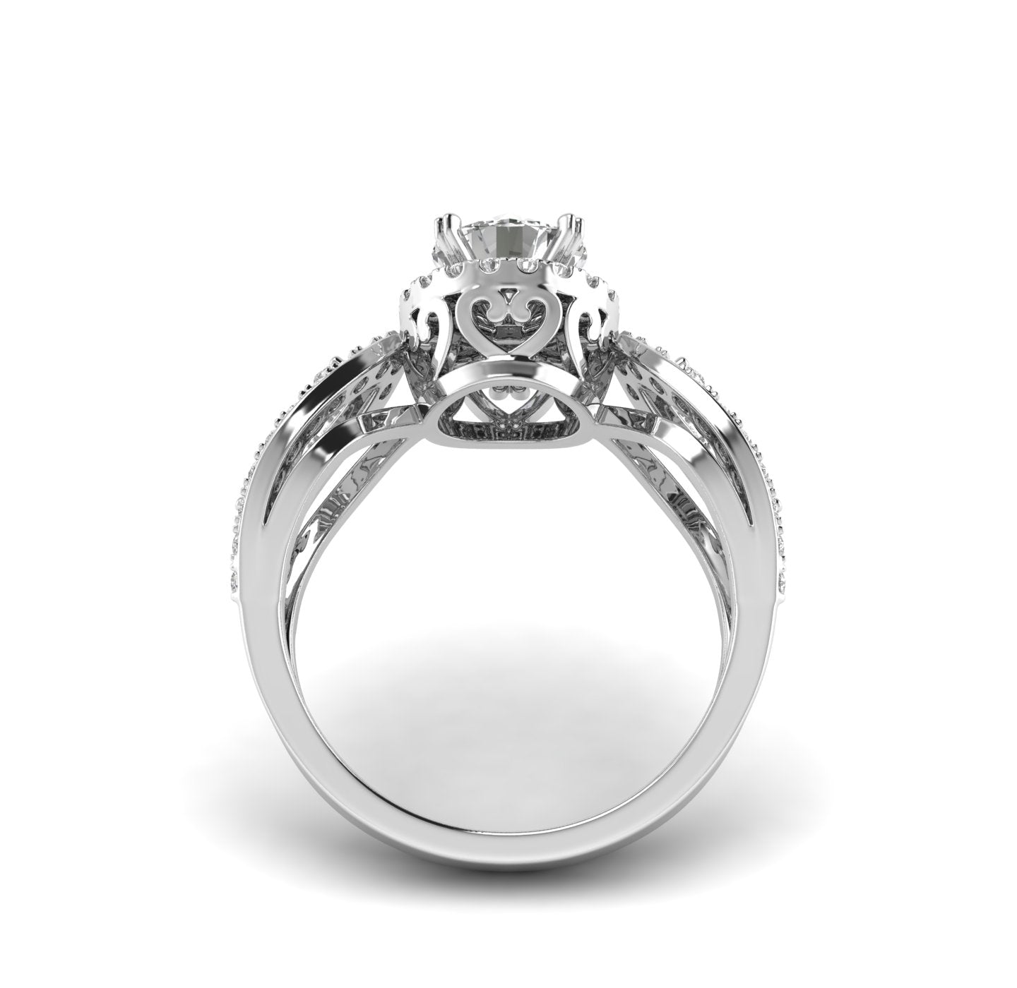 White Gold Studded 1.577 Carat Lab Grown Diamond Ring-G Color VVS2 Clarity.