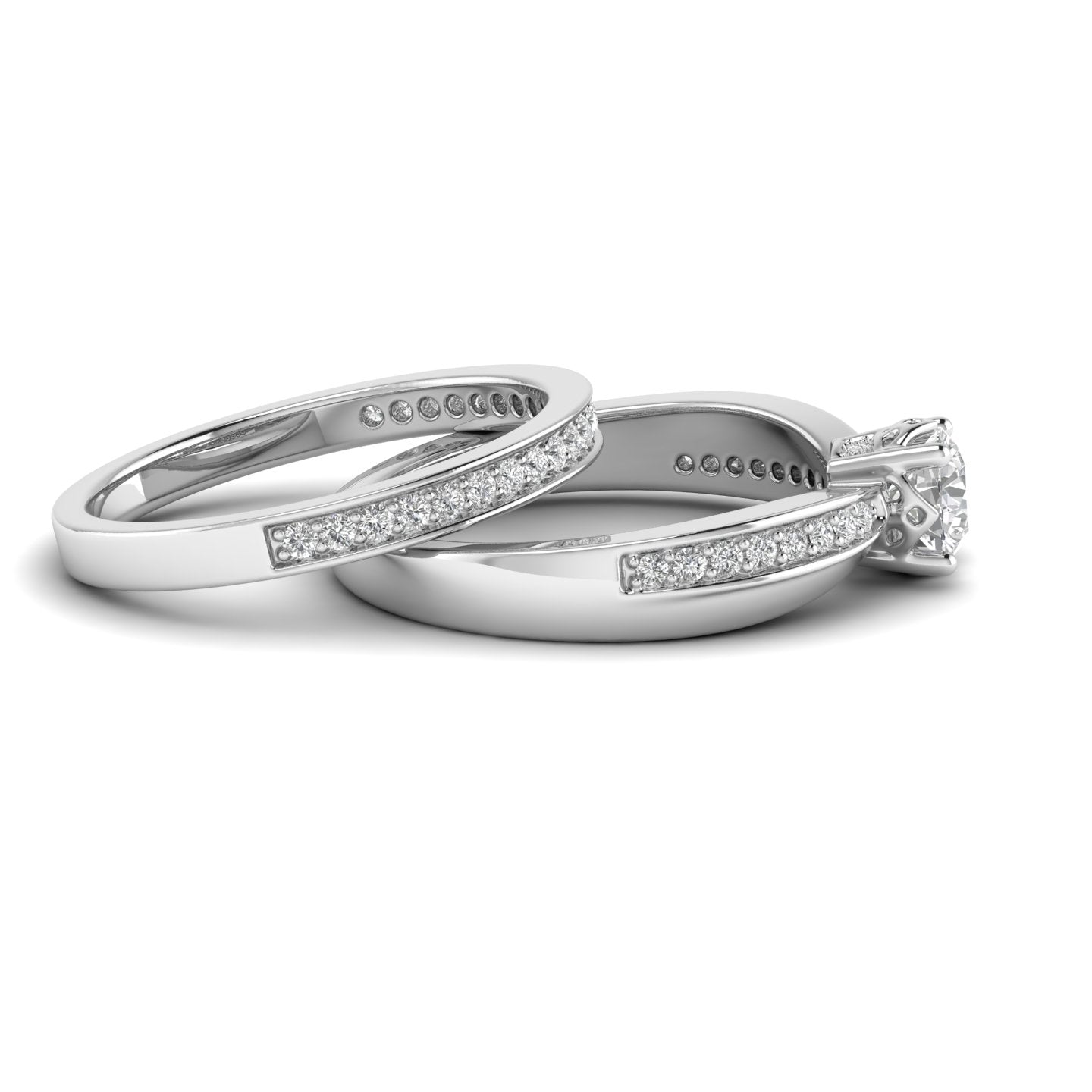 White Gold Studded 0.82 Carat Lab Grown Diamond Ring-F Color VVS Clarity.