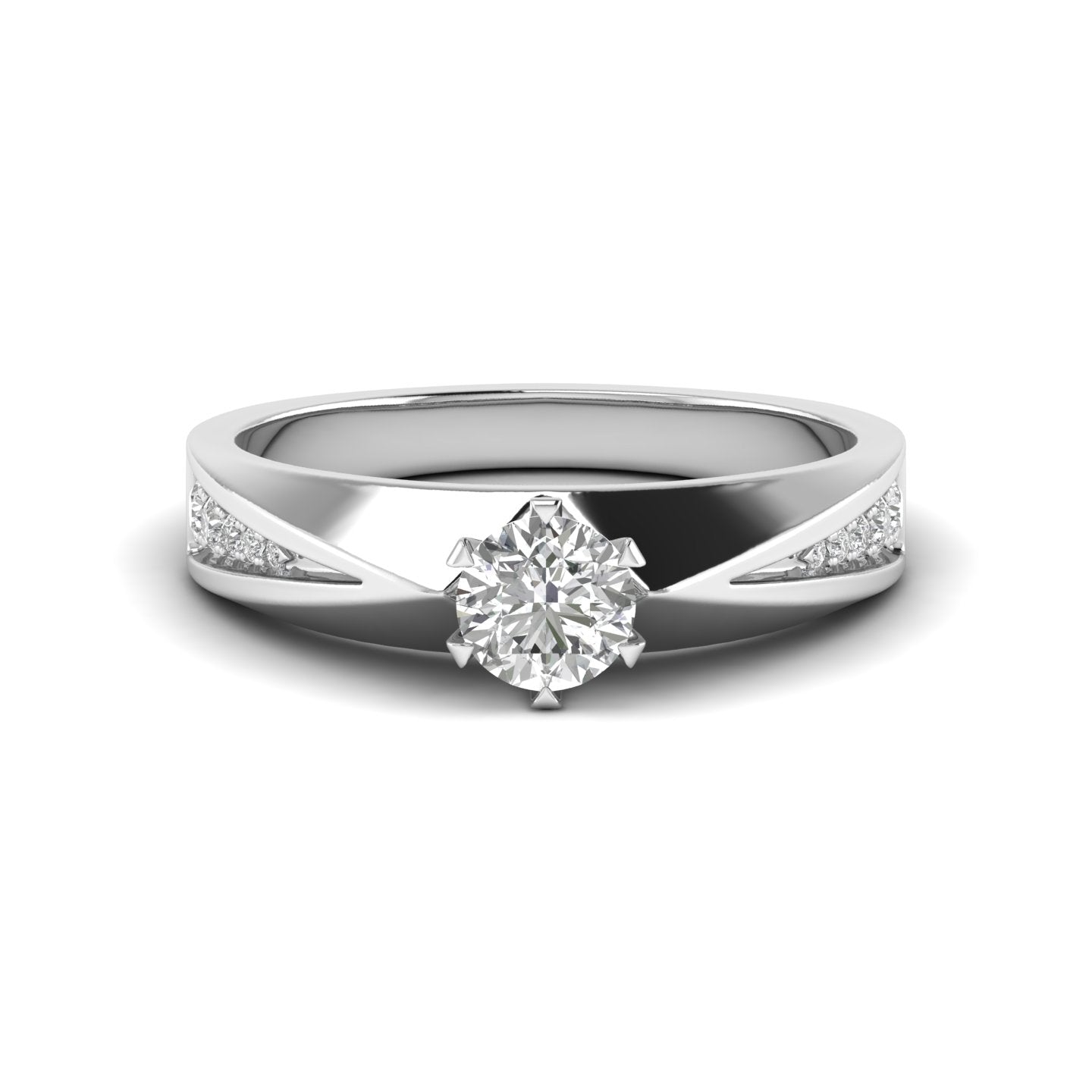 White Gold Studded 0.63 Carat Lab Grown Diamond Ring-E Color VVS Clarity.