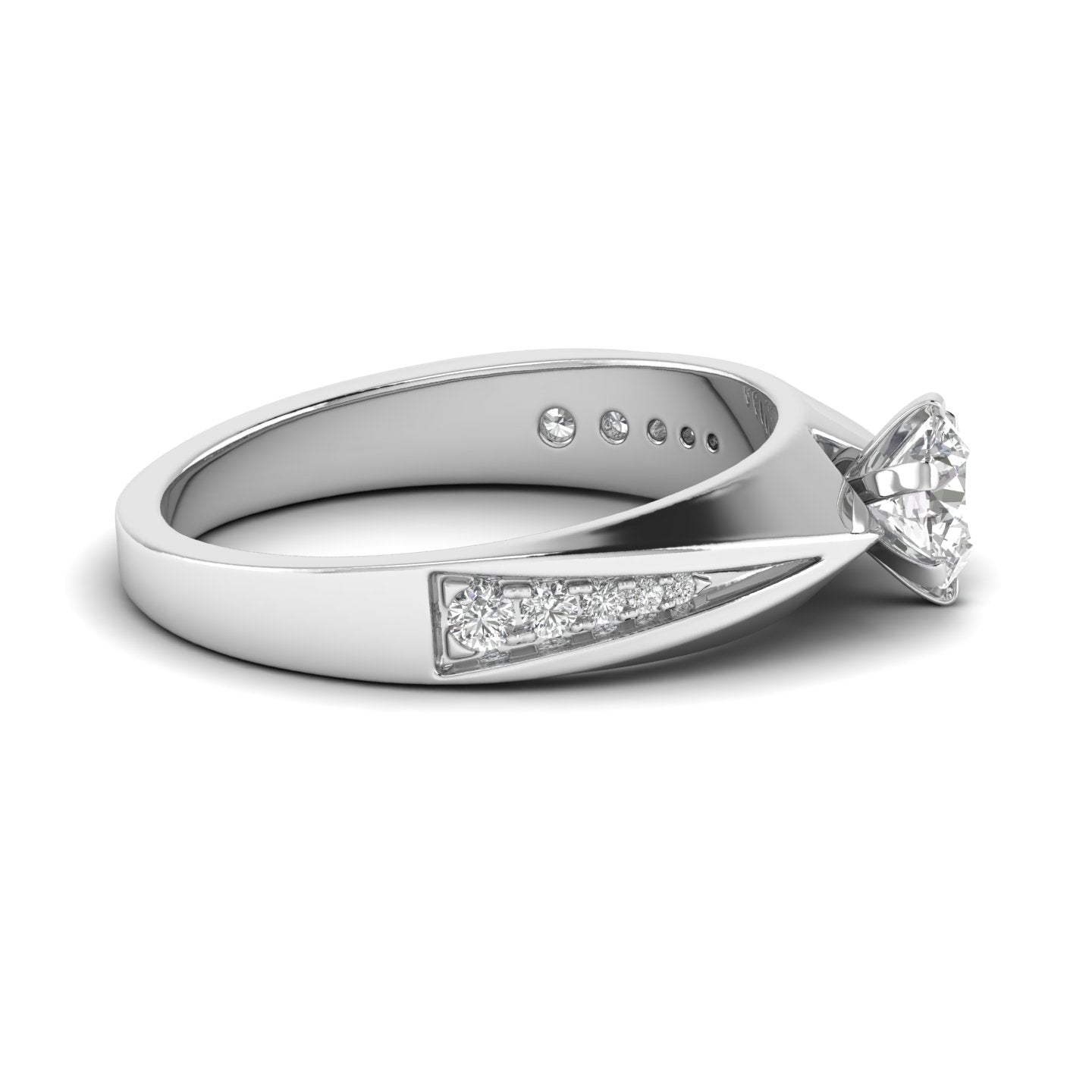 White Gold Studded 0.63 Carat Lab Grown Diamond Ring-E Color VVS Clarity.