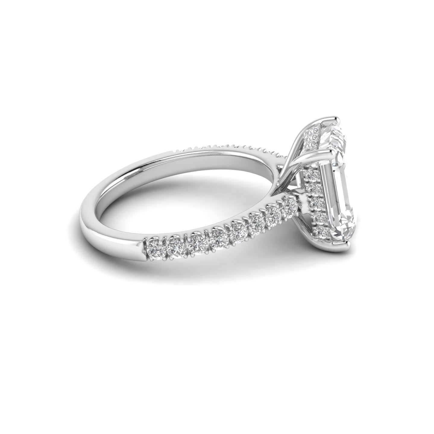 White Gold Studded 4.35 Carat Lab Grown Diamond Ring-F Color VS1 Clarity.