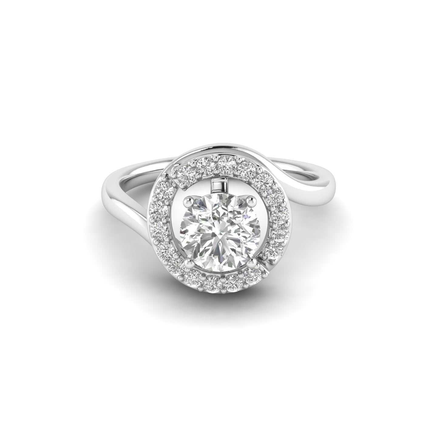 White Gold Studded 1.092 Carat Lab Grown Diamond Ring-E Color VVS Clarity.