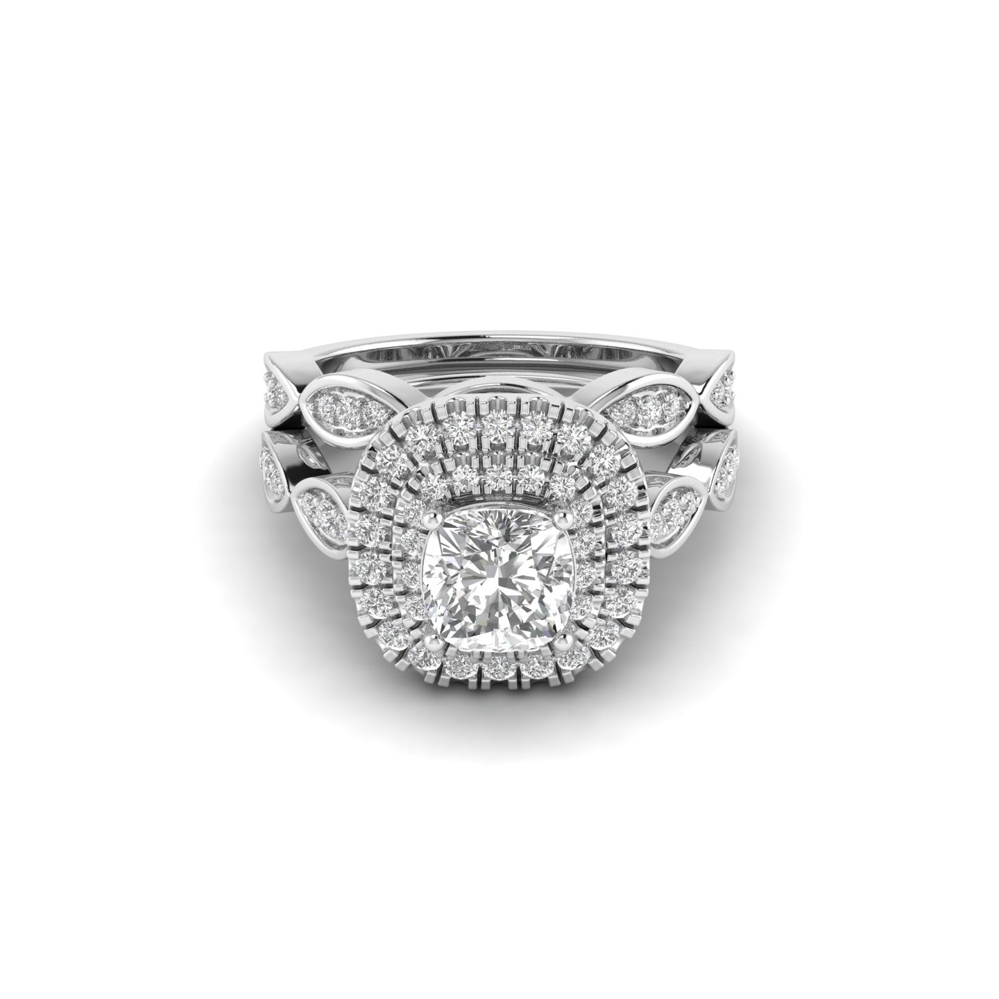 White Gold Studded 1.634 Carat Lab Grown Diamond Ring-G Color VS1 Clarity.