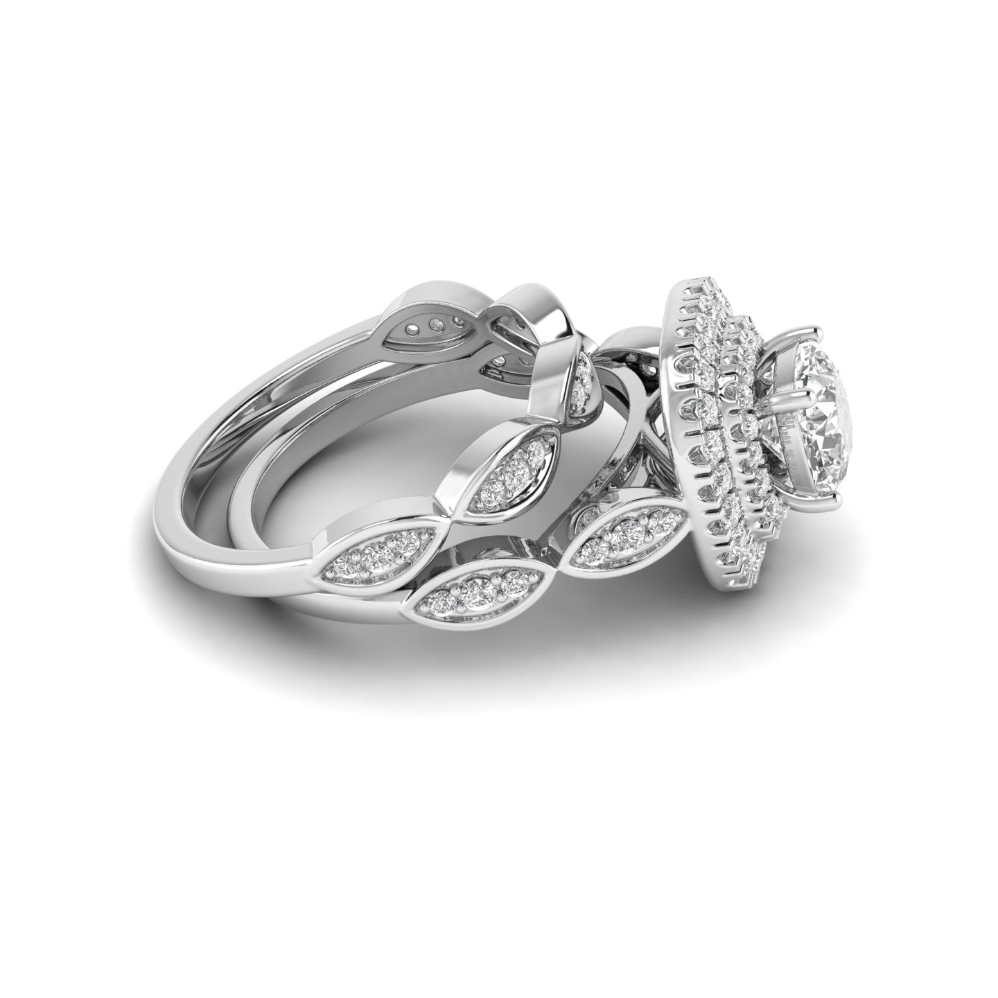 White Gold Studded 1.634 Carat Lab Grown Diamond Ring-G Color VS1 Clarity.