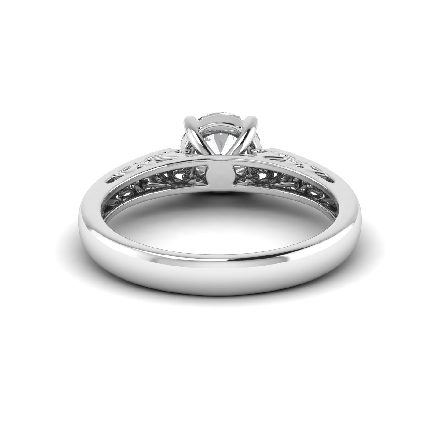 White Gold Studded 1 Carat Lab Grown Diamond Ring-F Color VVS2 Clarity.