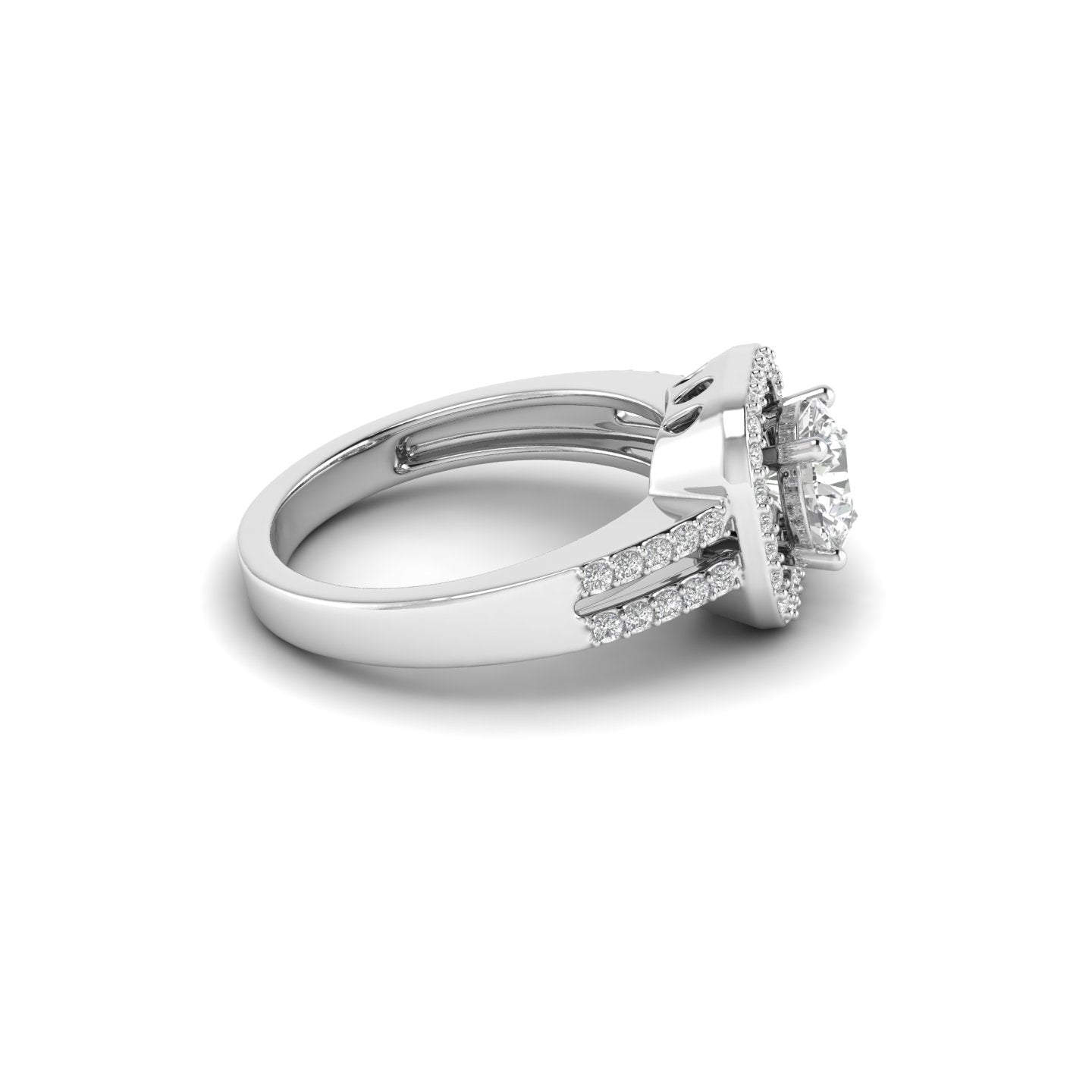 White Gold Studded 1.348 Carat Lab Grown Diamond Ring-G Color VS1 Clarity.