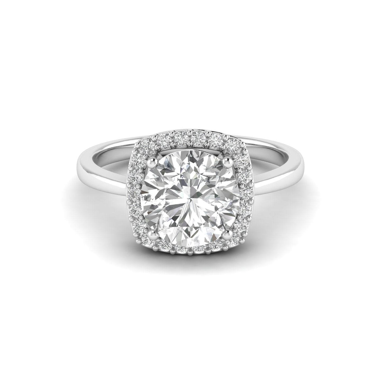 White Gold Studded 2.198 Carat Lab Grown Diamond Ring-F Color VS1 Clarity.