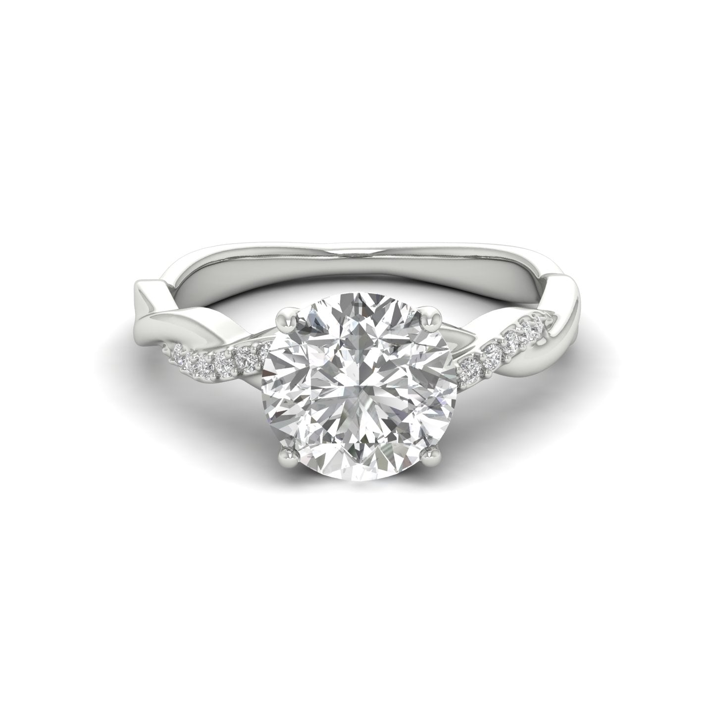 White Gold Studded 2.084 Carat Lab Grown Diamond Ring-F Color VS2 Clarity.