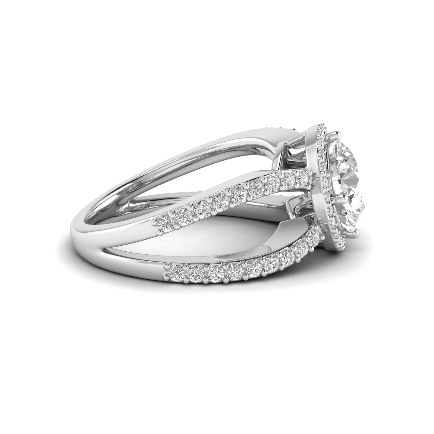 White Gold Studded 2.549 Carat Lab Grown Diamond Ring-G Color VS1 Clarity.