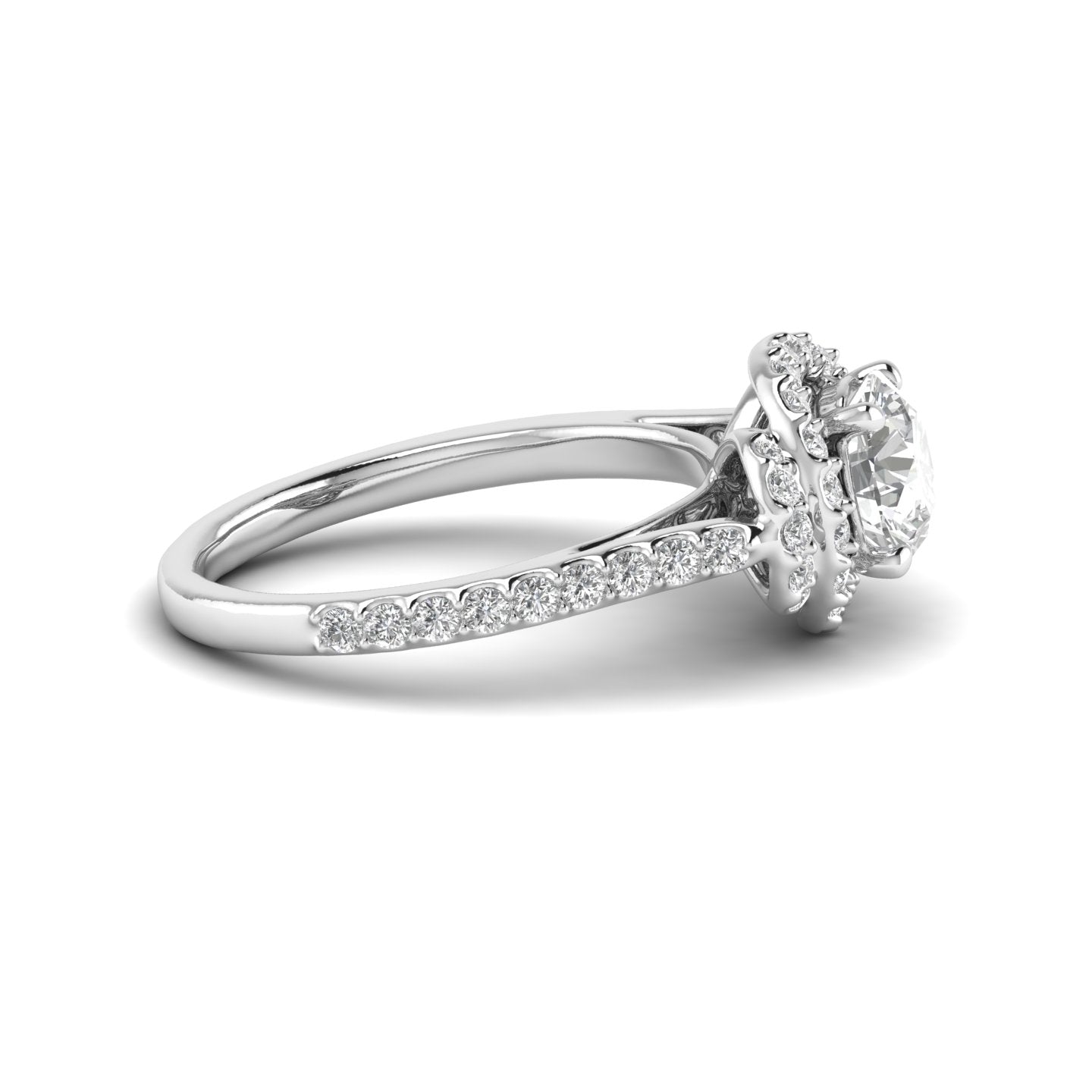 White Gold Studded 1.564 Carat Lab Grown Diamond Ring-F Color VS1 Clarity.
