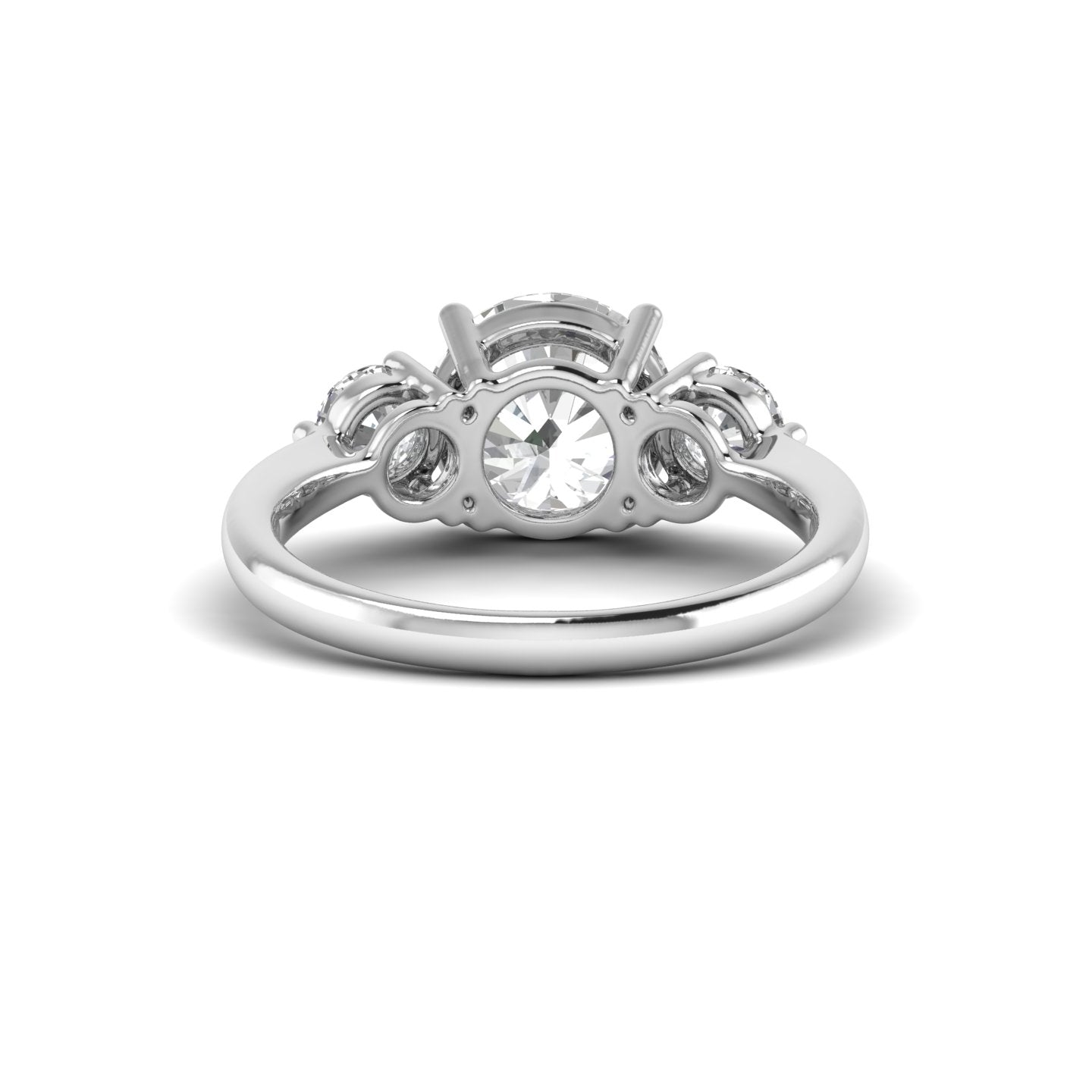 White Gold Studded 2.446 Carat Lab Grown Diamond Ring-E Color VS2 Clarity.