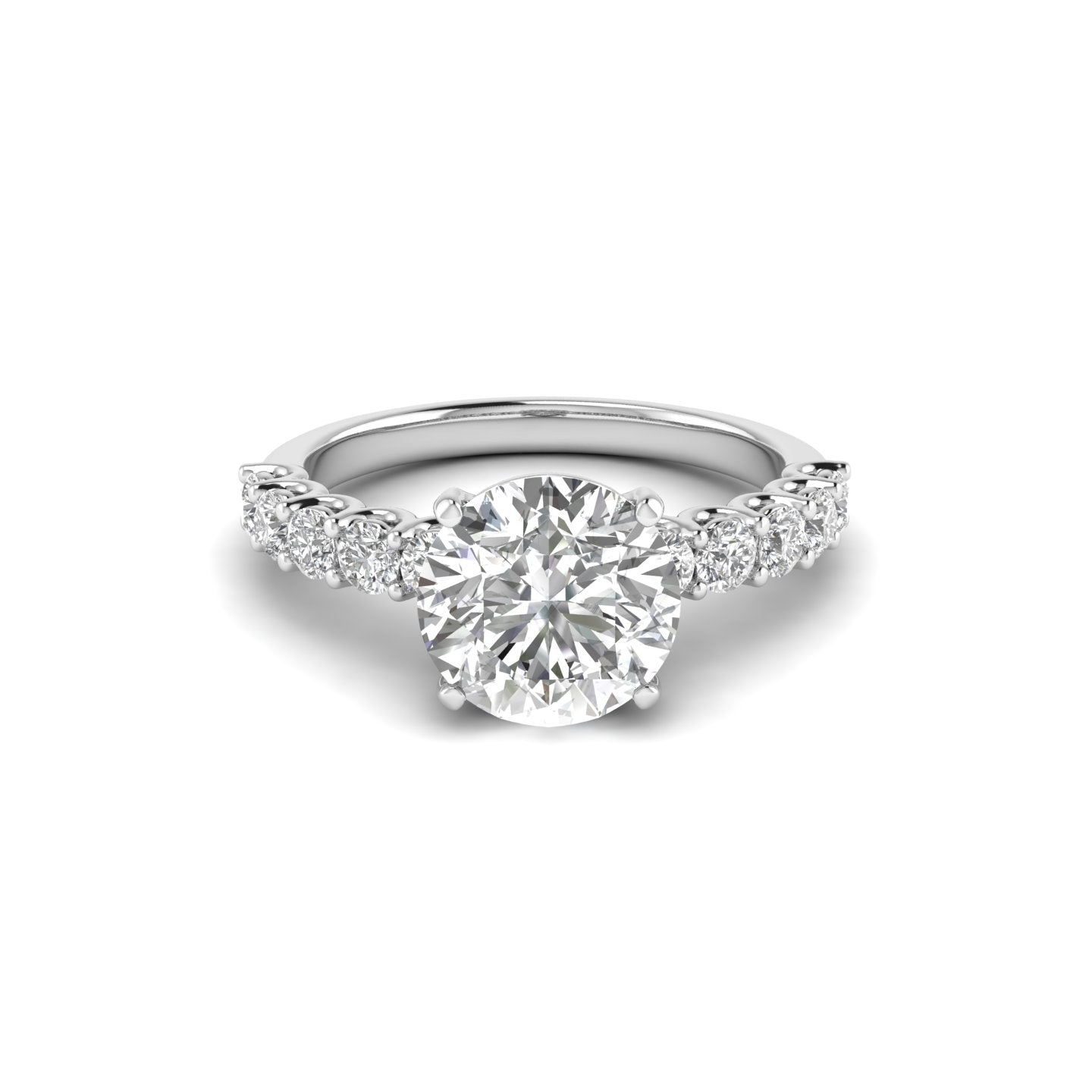 White Gold Studded 2.58 Carat Lab Grown Diamond Ring-G Color VVS2 Clarity.
