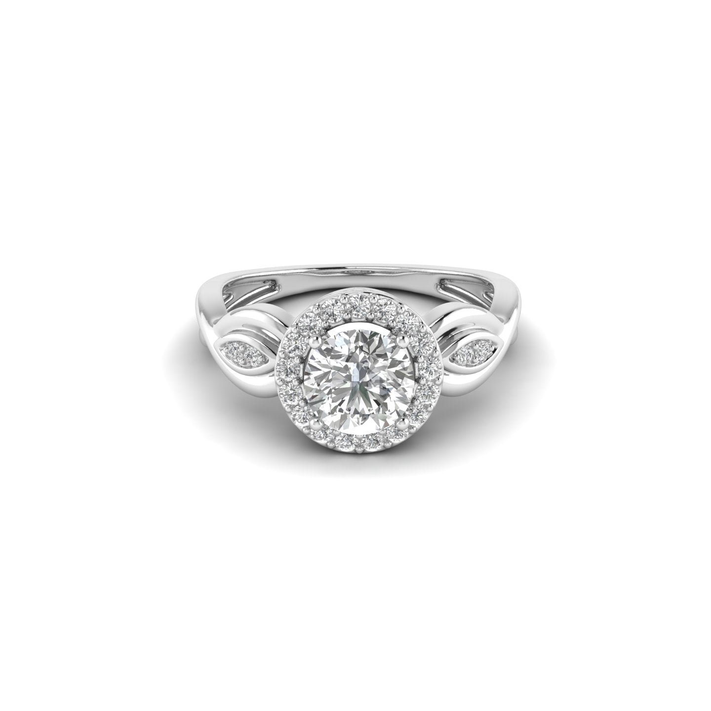 White Gold Studded 1.238 Carat Lab Grown Diamond Ring-E Color VVS2 Clarity.