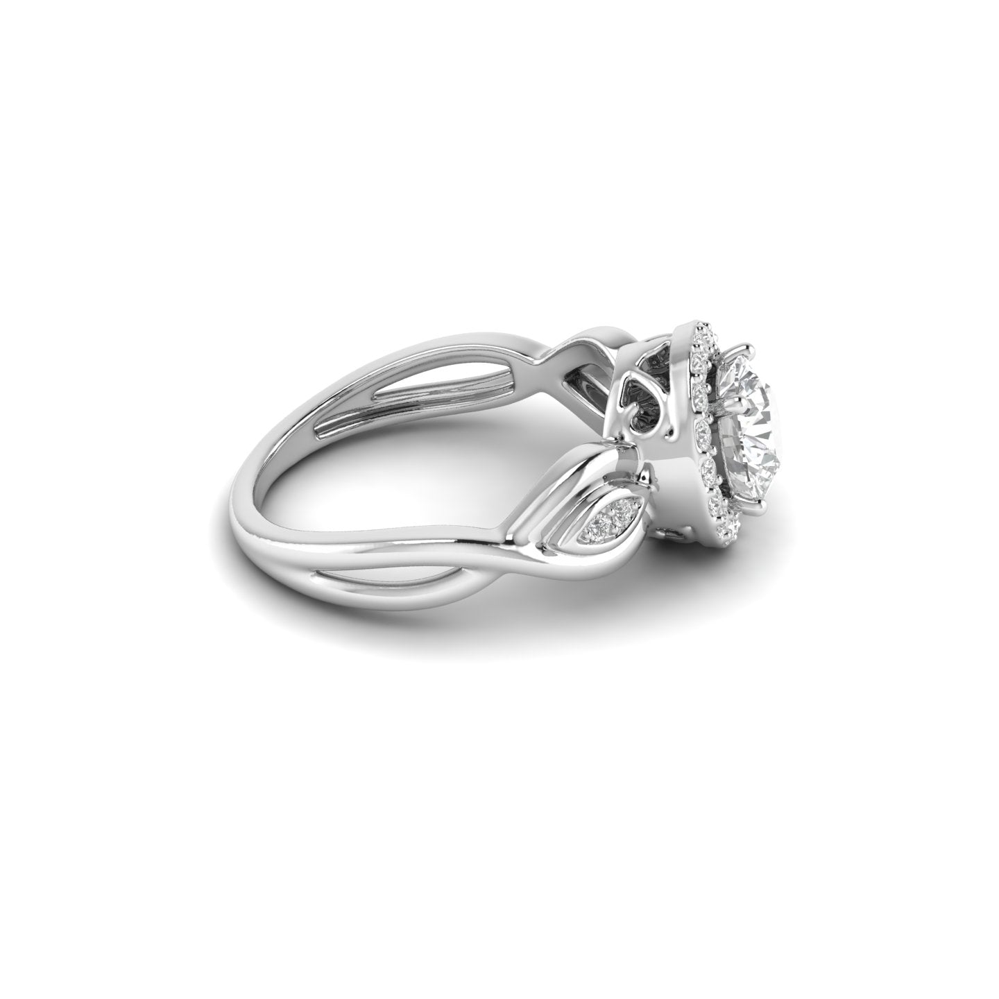 White Gold Studded 1.238 Carat Lab Grown Diamond Ring-E Color VVS2 Clarity.