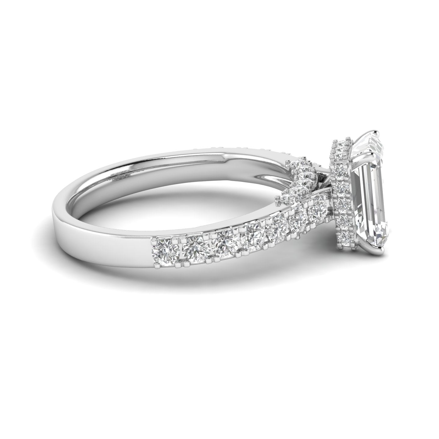 White Gold Studded 2.786 Carat Lab Grown Diamond Ring-E Color VS2 Clarity.
