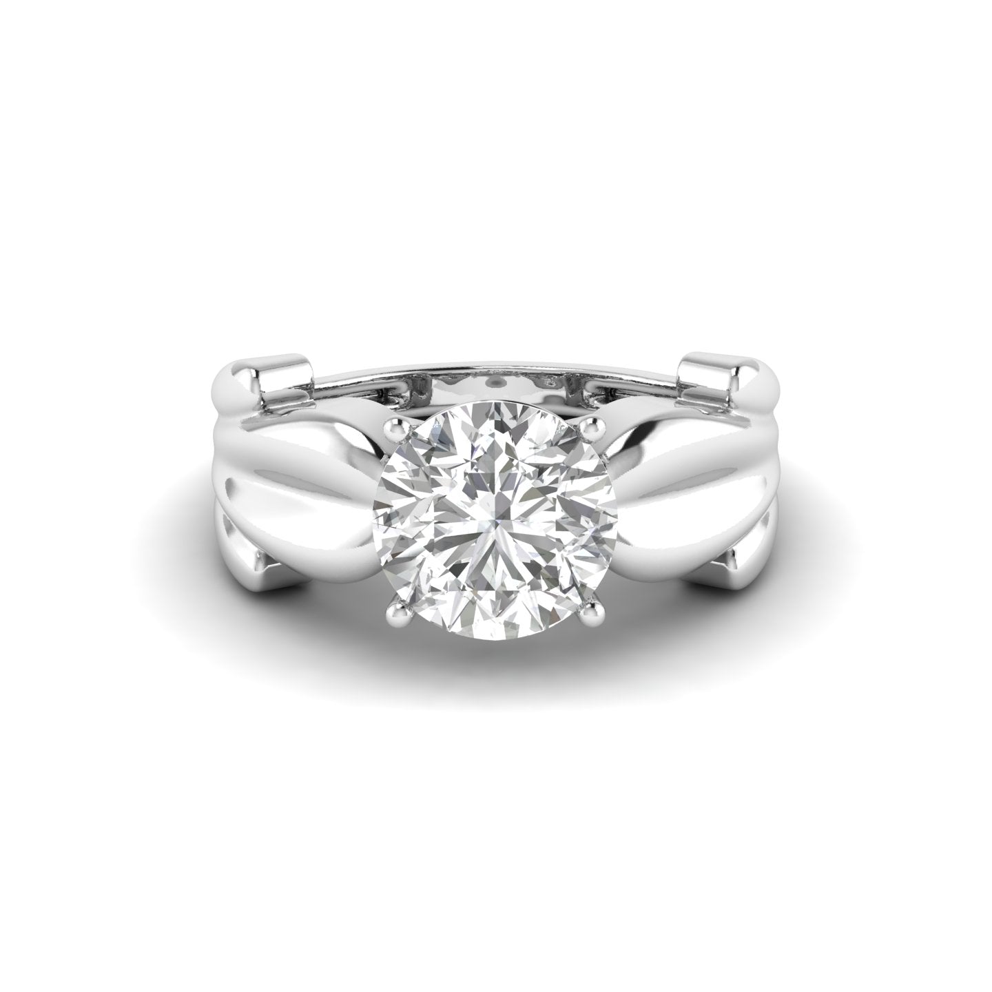 White Gold Studded 2.43 Carat Lab Grown Diamond Ring-E Color VS2 Clarity.