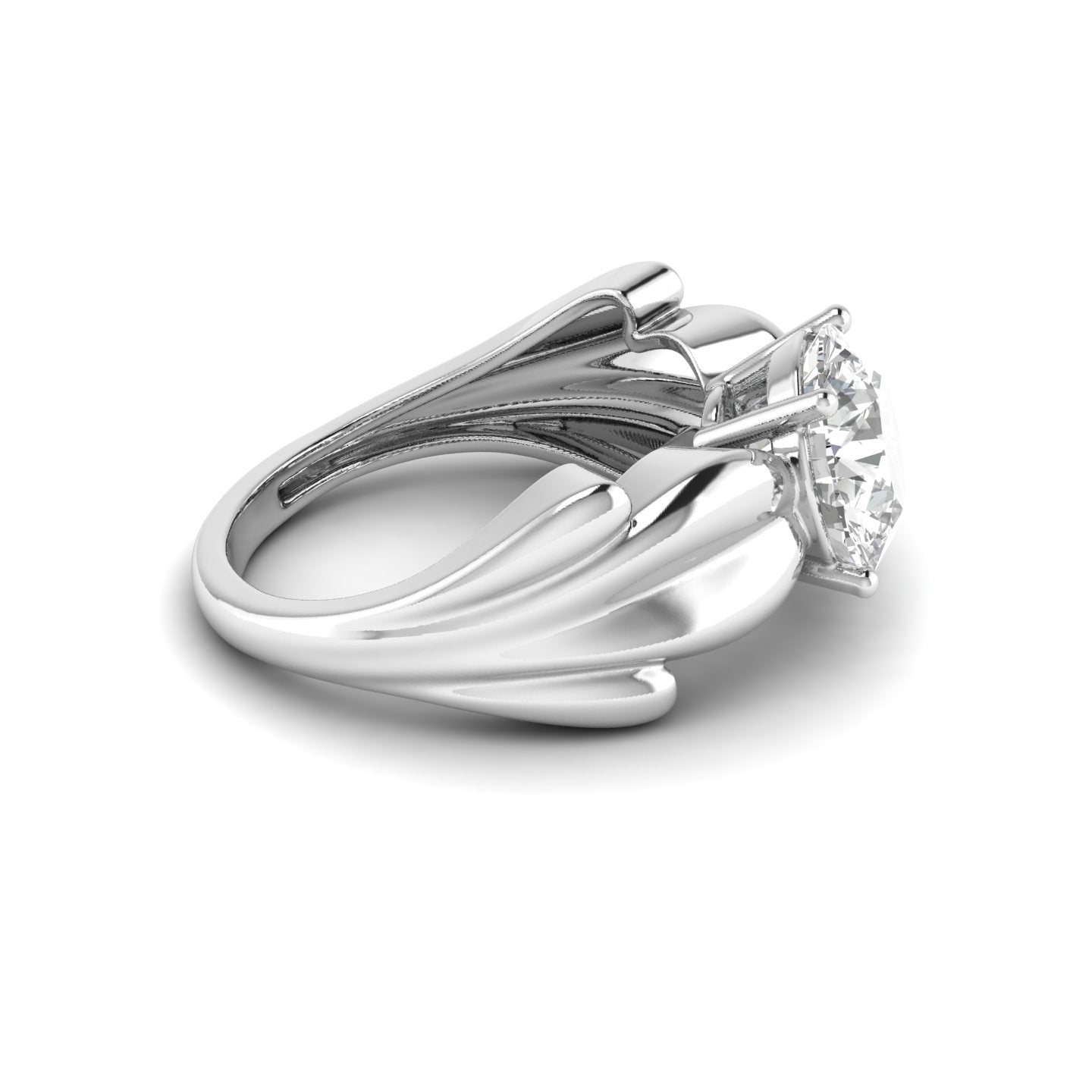 White Gold Studded 2.43 Carat Lab Grown Diamond Ring-E Color VS2 Clarity.