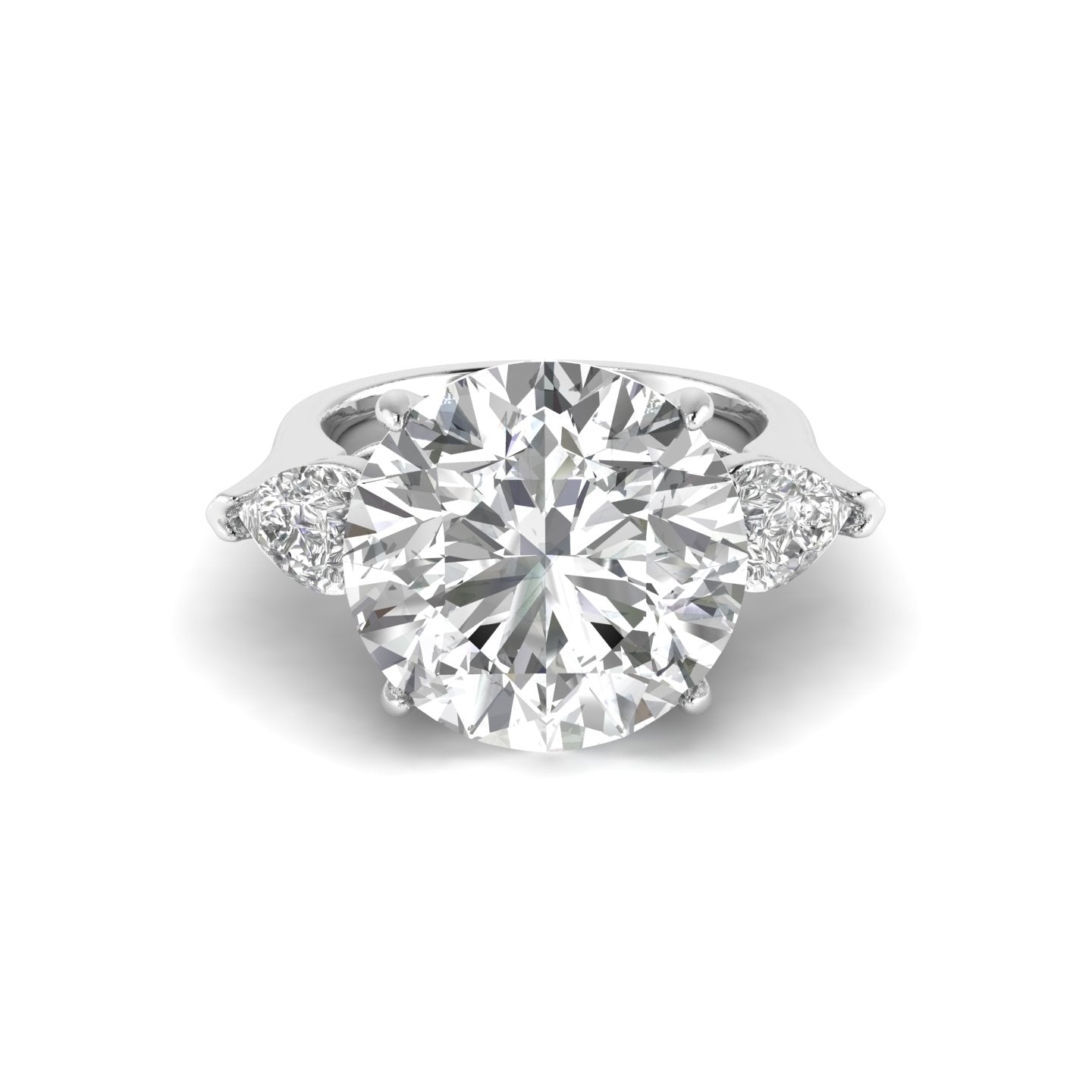 White Gold Studded 14.39 Carat Lab Grown Diamond Ring-F Color VS1 Clarity.