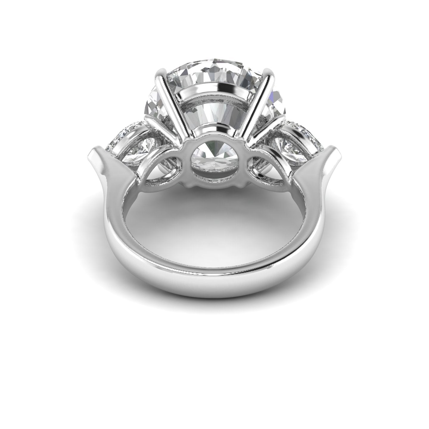 White Gold Studded 14.39 Carat Lab Grown Diamond Ring-F Color VS1 Clarity.