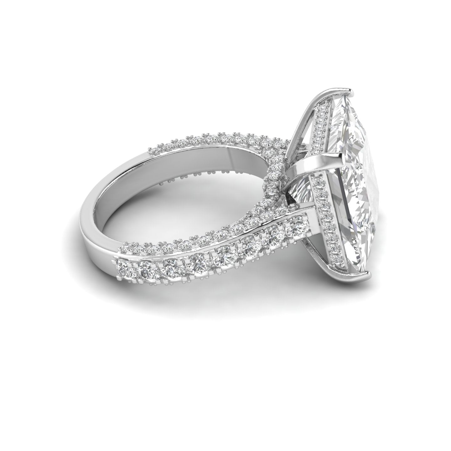 White Gold Studded 2.932 Carat Lab Grown Diamond Ring-F Color VS2 Clarity