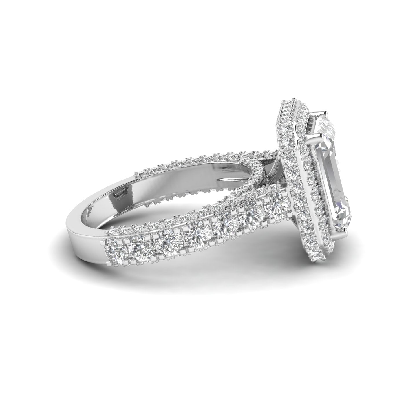 White Gold Studded 5.807 Carat Lab Grown Diamond Ring-F Color VS2 Clarity.