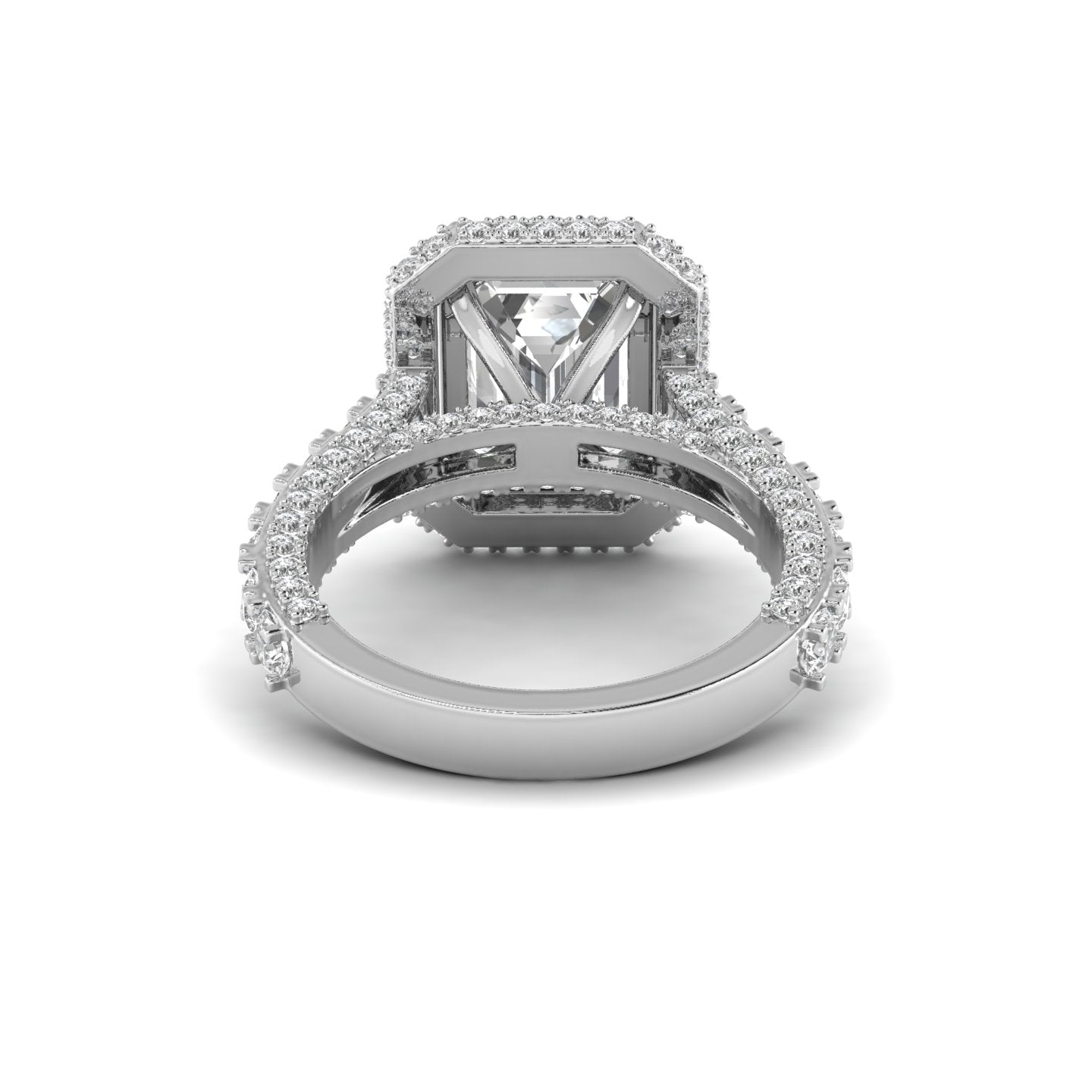 White Gold Studded 5.807 Carat Lab Grown Diamond Ring-F Color VS2 Clarity.