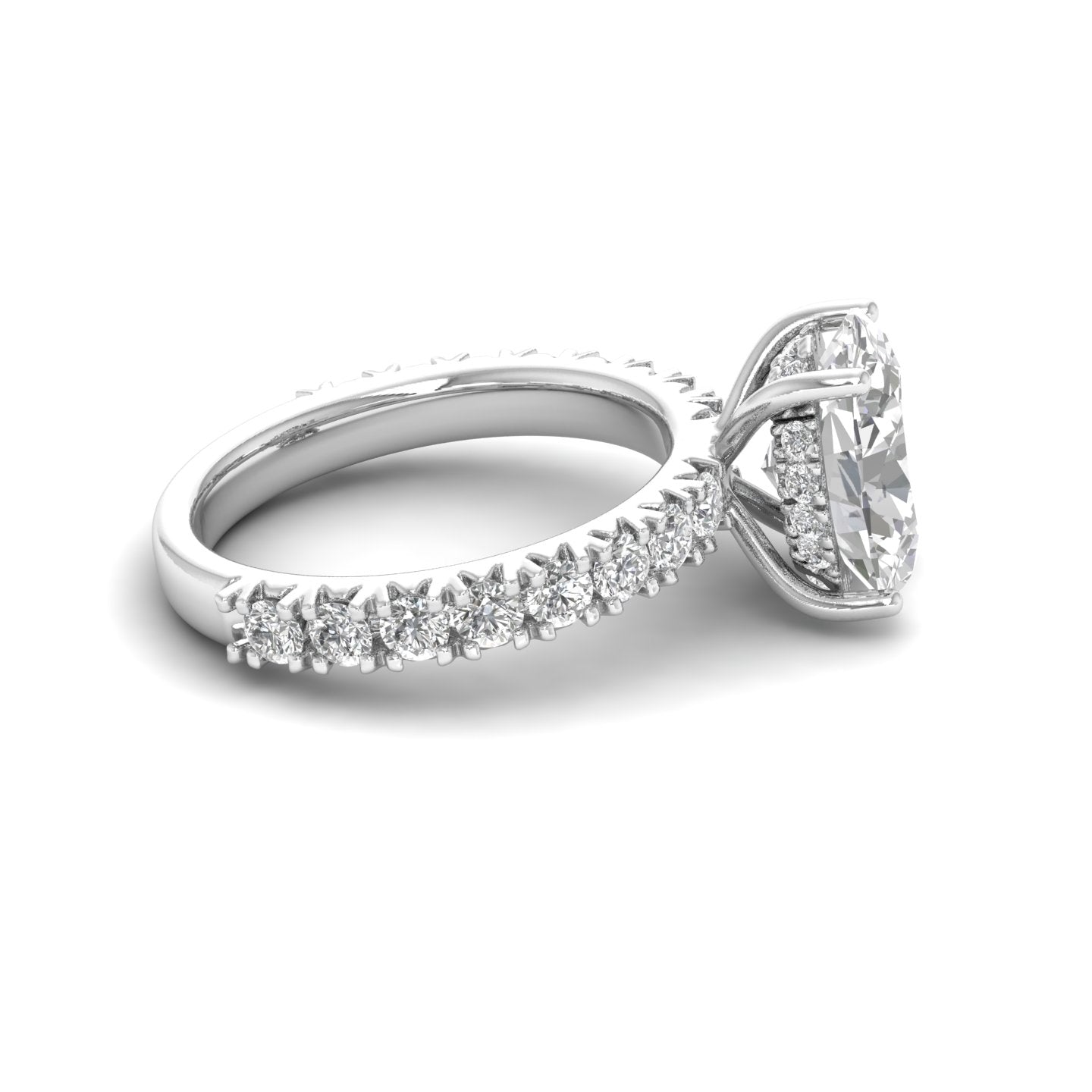 White Gold Studded 3.36 Carat Lab Grown Diamond Ring-G Color VS1 Clarity.