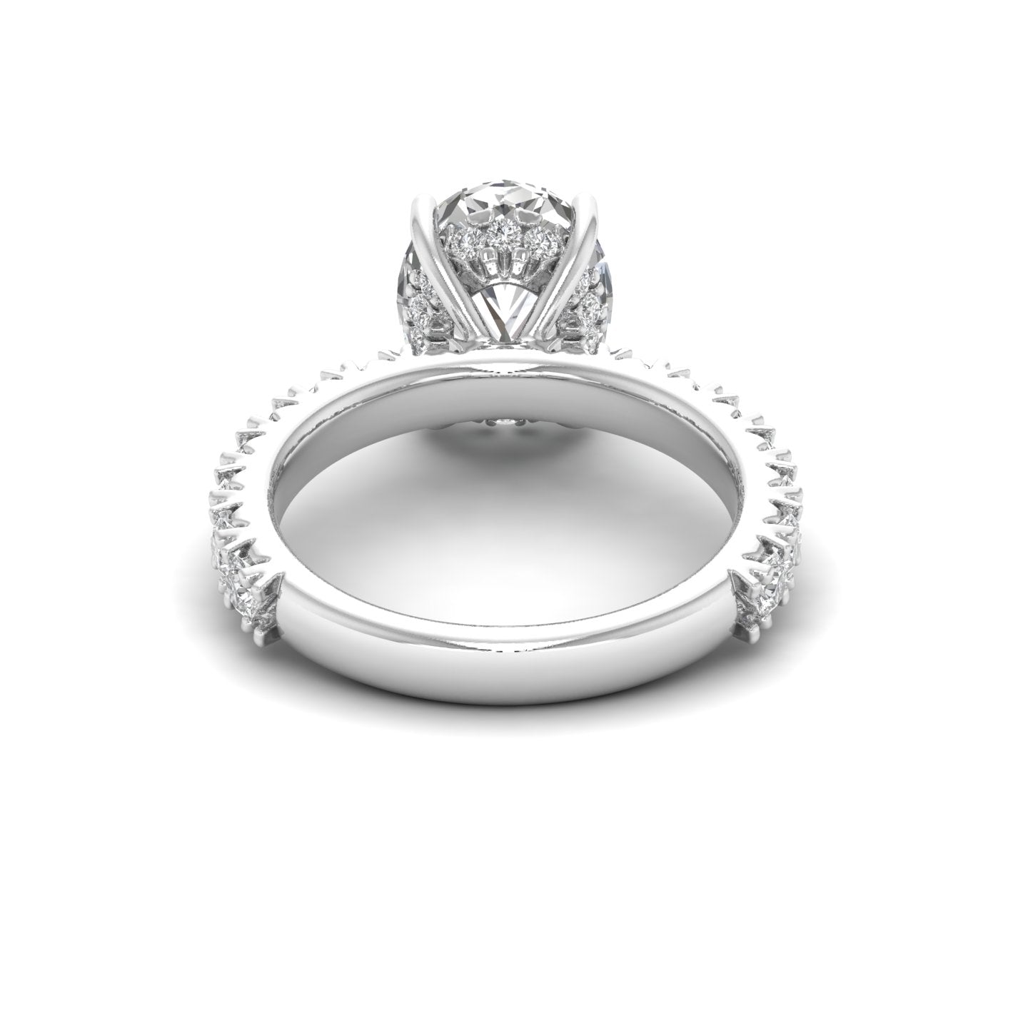 White Gold Studded 3.36 Carat Lab Grown Diamond Ring-G Color VS1 Clarity.