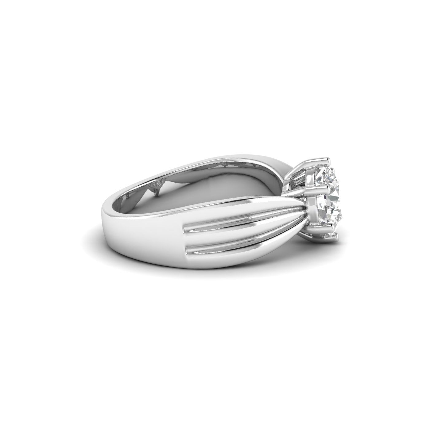 White Gold Studded 1.30 Carat Lab Grown Diamond Ring-F Color VVS2 Clarity.