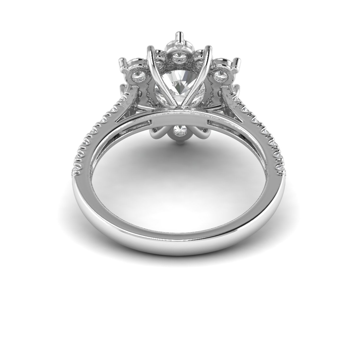 White Gold Studded 1.93 Carat Lab Grown Diamond Ring-E Color VS2 Clarity.