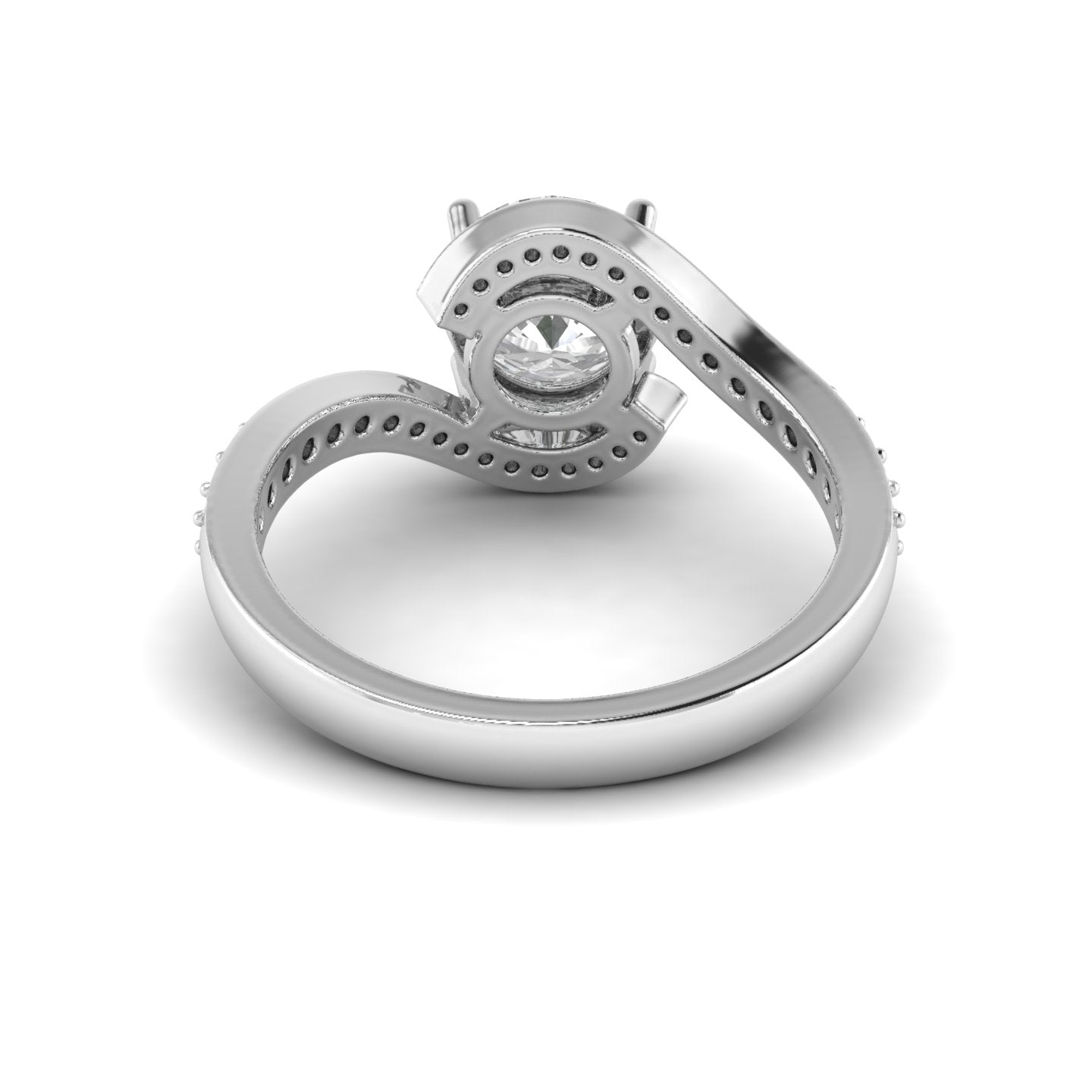 White Gold Studded 1.525 Carat Lab Grown Diamond Ring F Color VS1 Clarity.