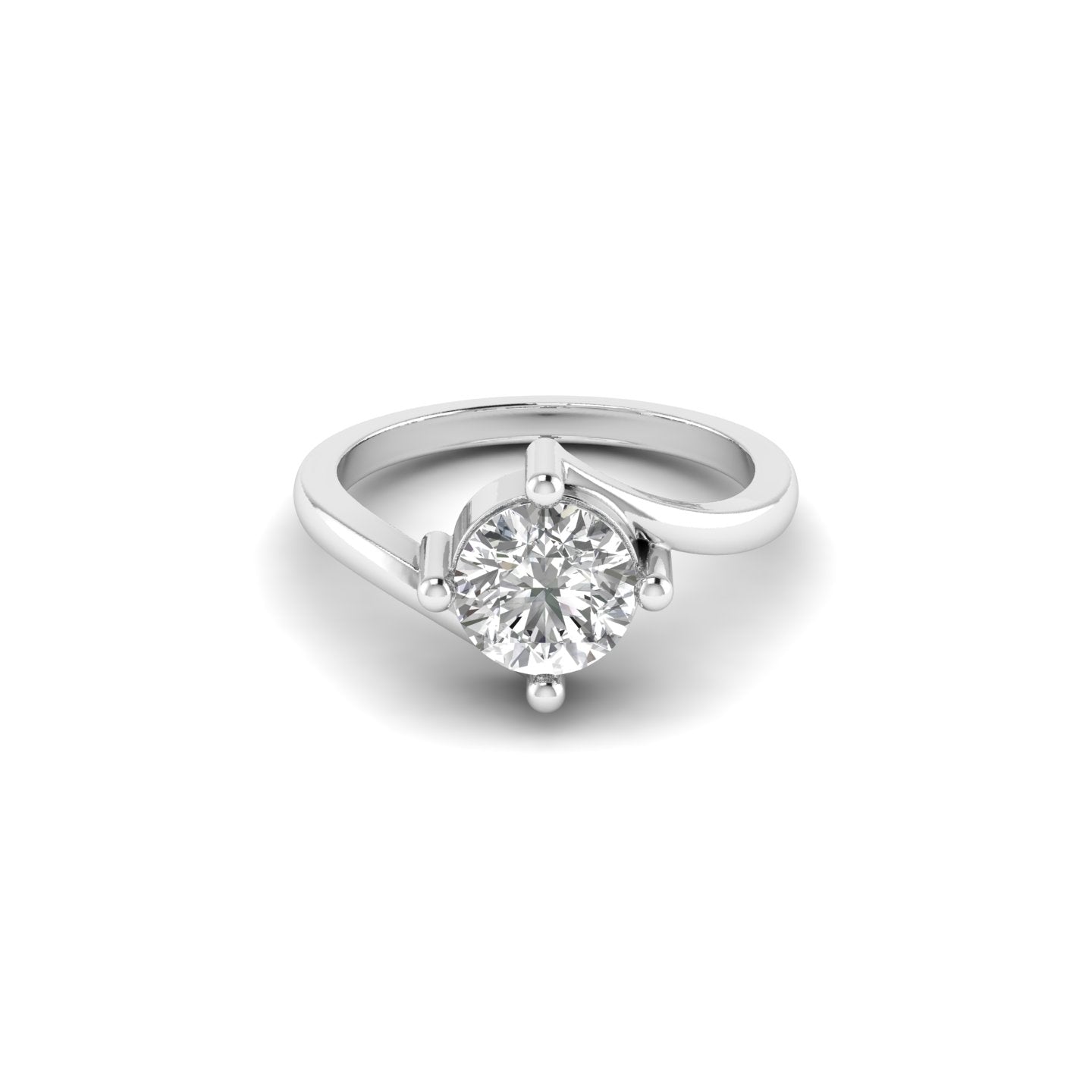 White Gold Studded 1.3 Carat Lab Grown Diamond Ring E Color VS2 Clarity.