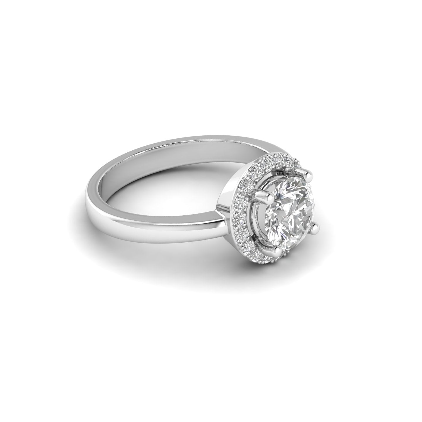 White Gold Studded 1.216 Carat Lab Grown Diamond Ring G Color VS1 Clarity.