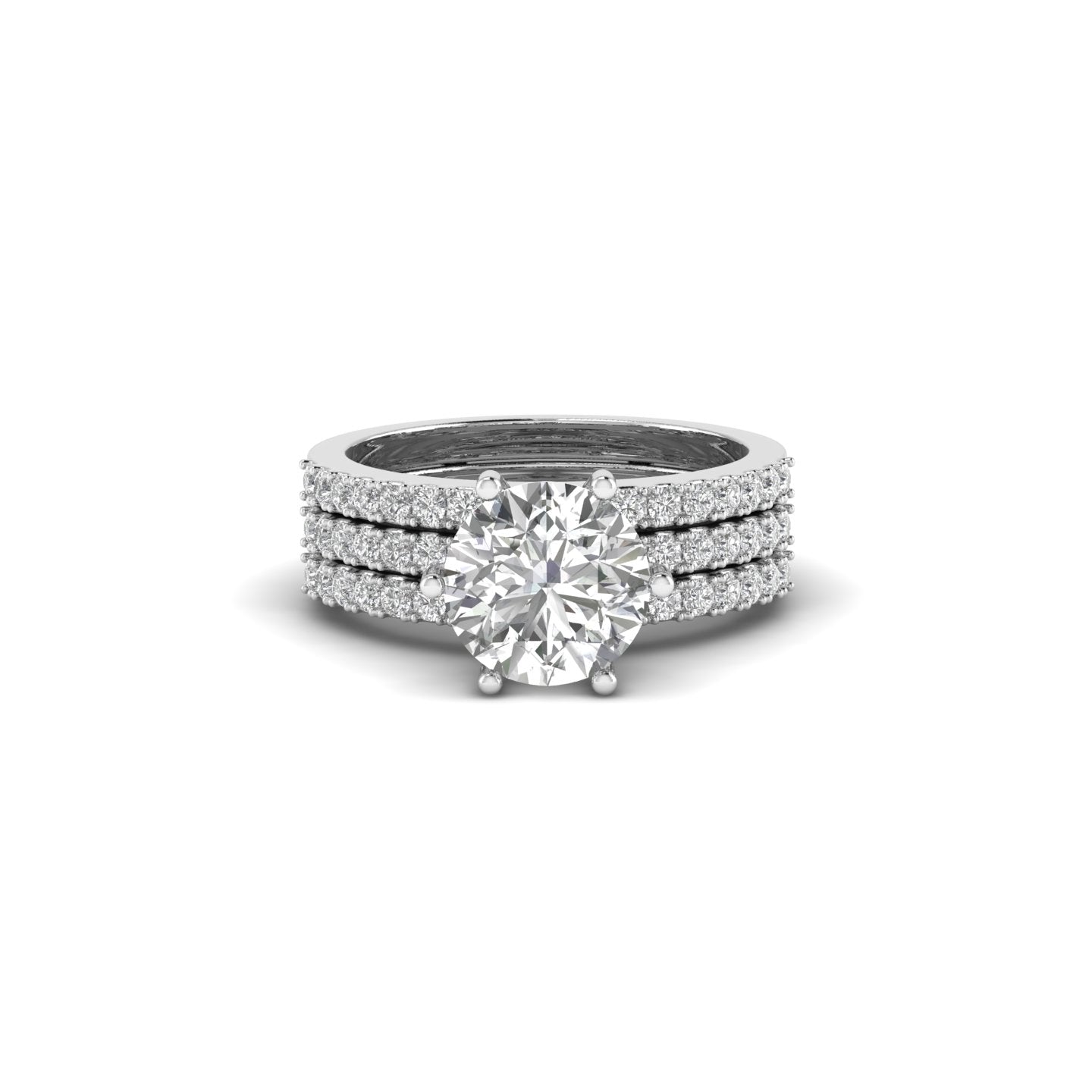 White Gold Studded 2.7 Carat Lab Grown Diamond Ring-F Color VS2 Clarity.