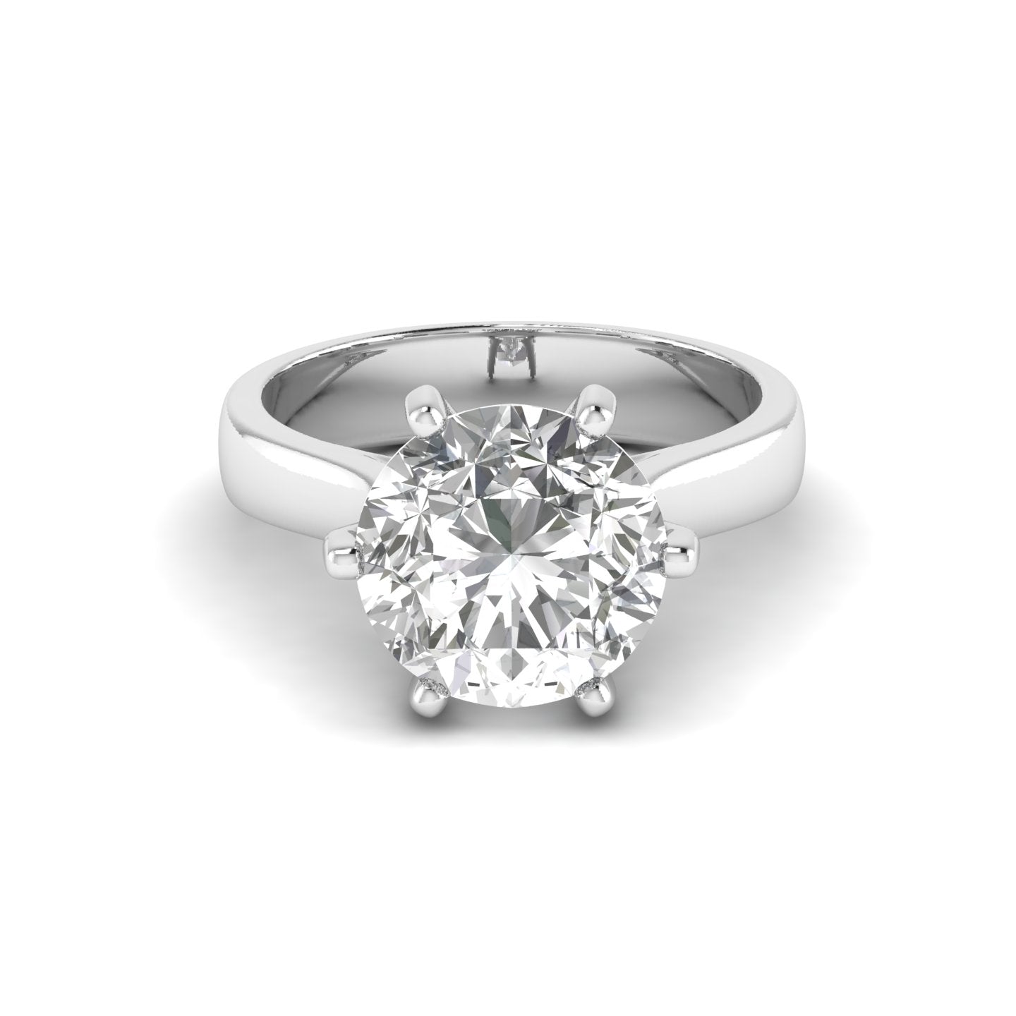 White Gold Studded 3.35 Carat Lab Grown Diamond Ring-E Color VS2 Clarity.