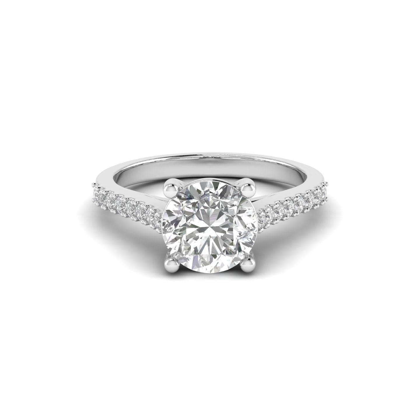 White Gold Studded 1.894 Carat Lab Grown Diamond Ring-G Color VS1 Clarity.
