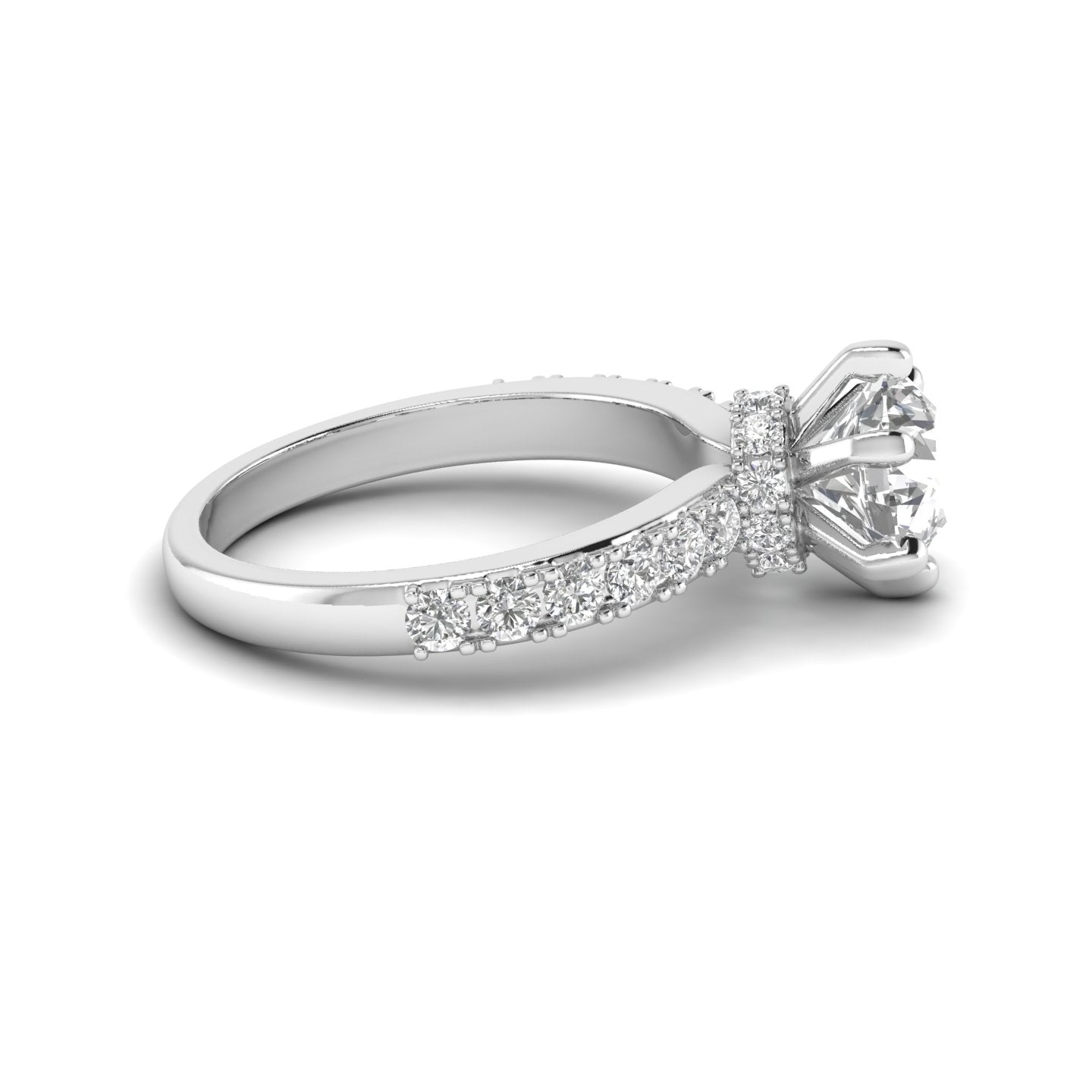 White Gold Studded 2.16 Carat Lab Grown Diamond Ring-G Color VS1 Clarity.