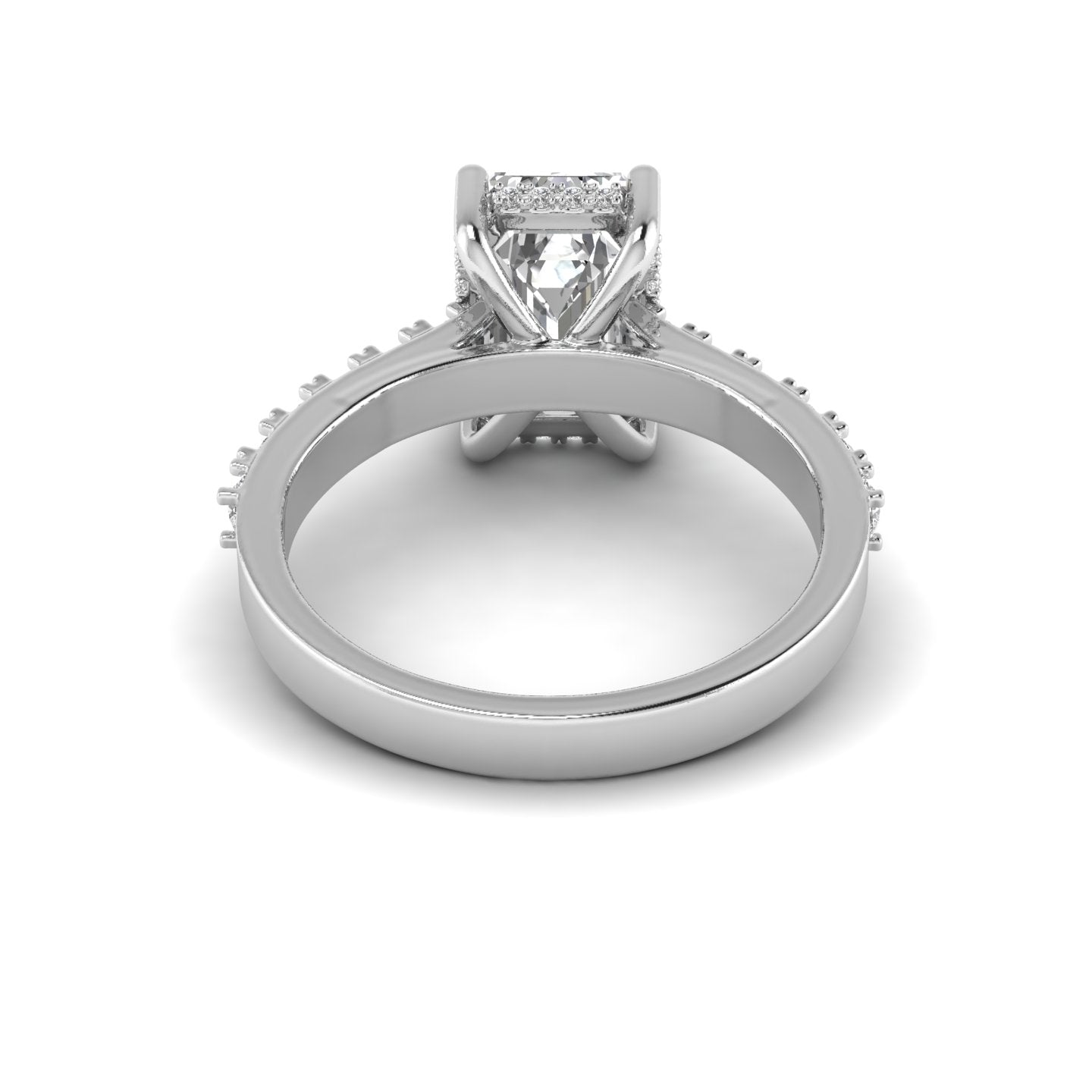 White Gold Studded 3.7 Carat Lab Grown Diamond Ring-F Color VS1 Clarity.
