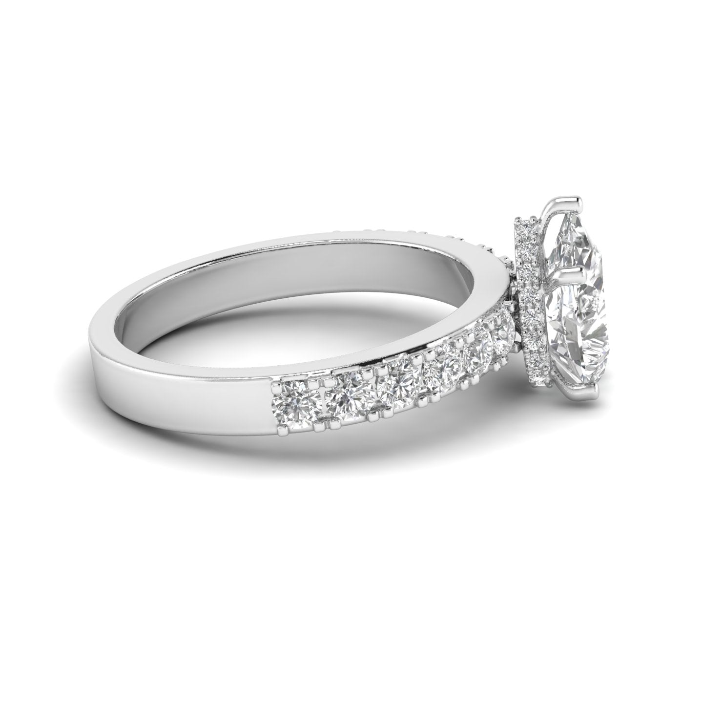 White Gold Studded 2.116 Carat Lab Grown Diamond Ring-F Color VS1 Clarity.