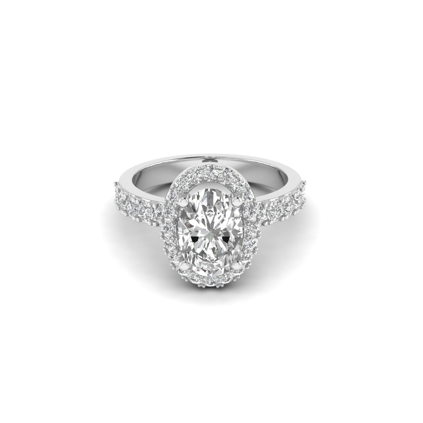White Gold Studded 2.12 Carat Lab Grown Diamond Ring-F Color VVS2 Clarity.