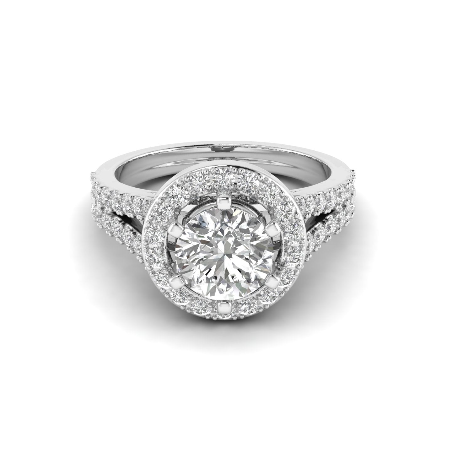 White Gold Studded 2.056 Carat Lab Grown Diamond Ring-F Color VS1 Clarity.
