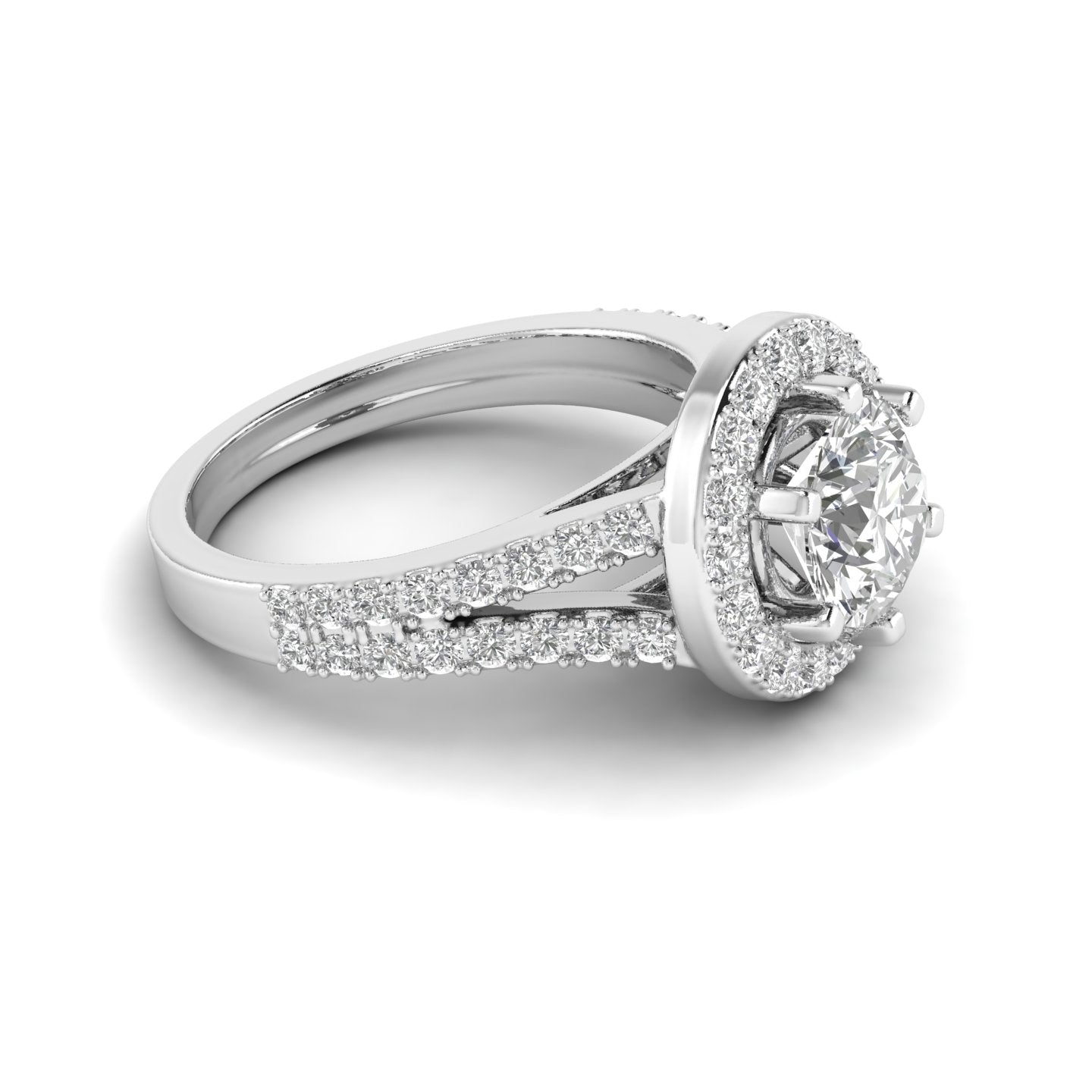 White Gold Studded 2.056 Carat Lab Grown Diamond Ring-F Color VS1 Clarity.