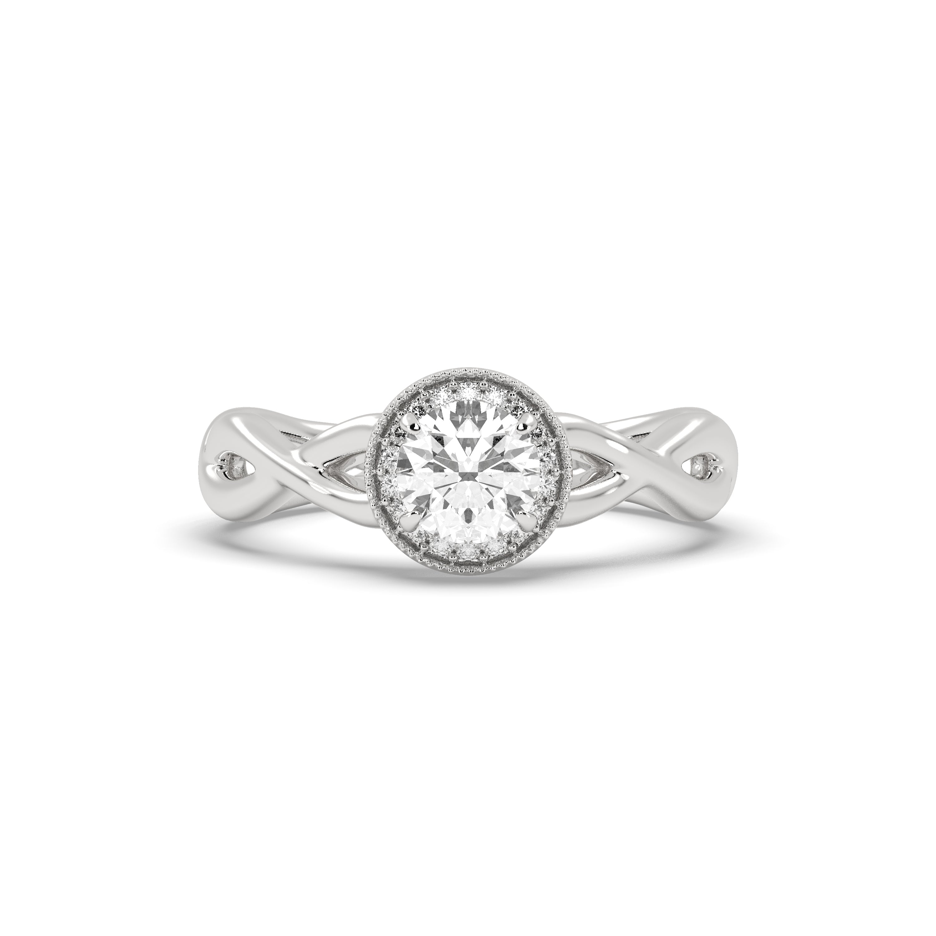 White Gold Studded 0.7 Carat Lab Grown Diamond Ring-F Color VS1 Clarity.