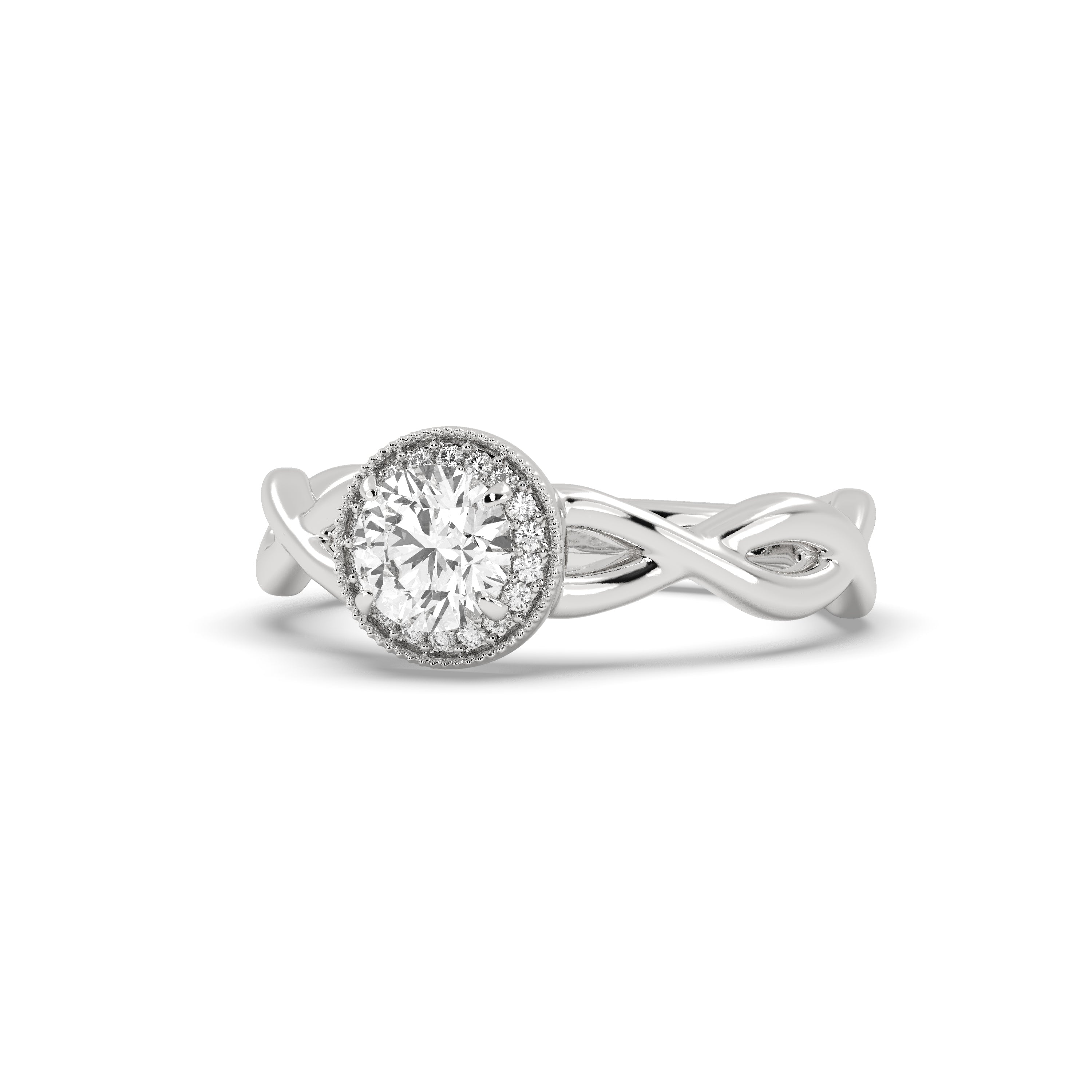 White Gold Studded 0.7 Carat Lab Grown Diamond Ring-F Color VS1 Clarity.